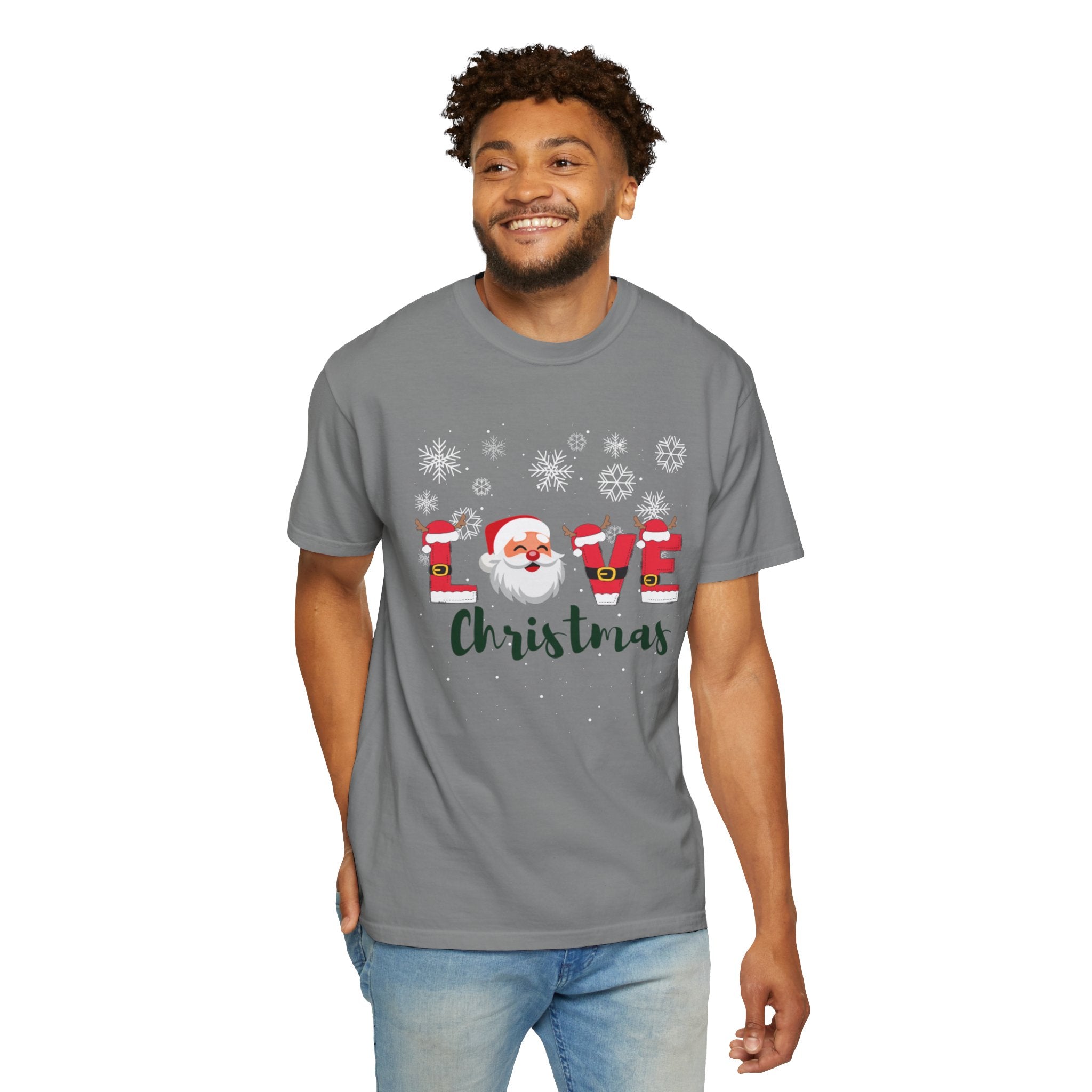 Santa Claus Loves Christmas Unisex Garment-Dyed T-shirt