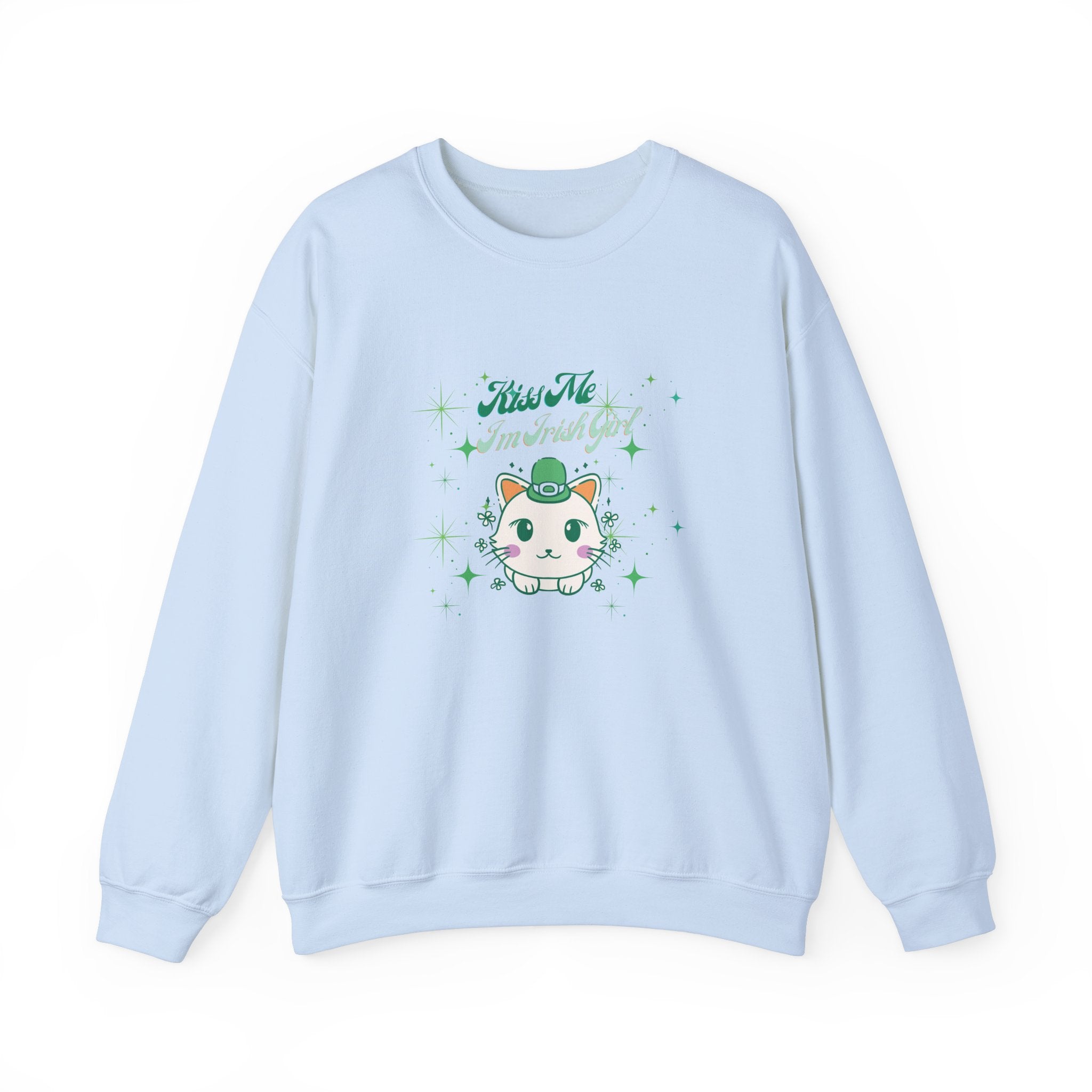 Kiss Me I'm Irish Cat Crewneck Sweatshirt - Unisex Heavy Blend™