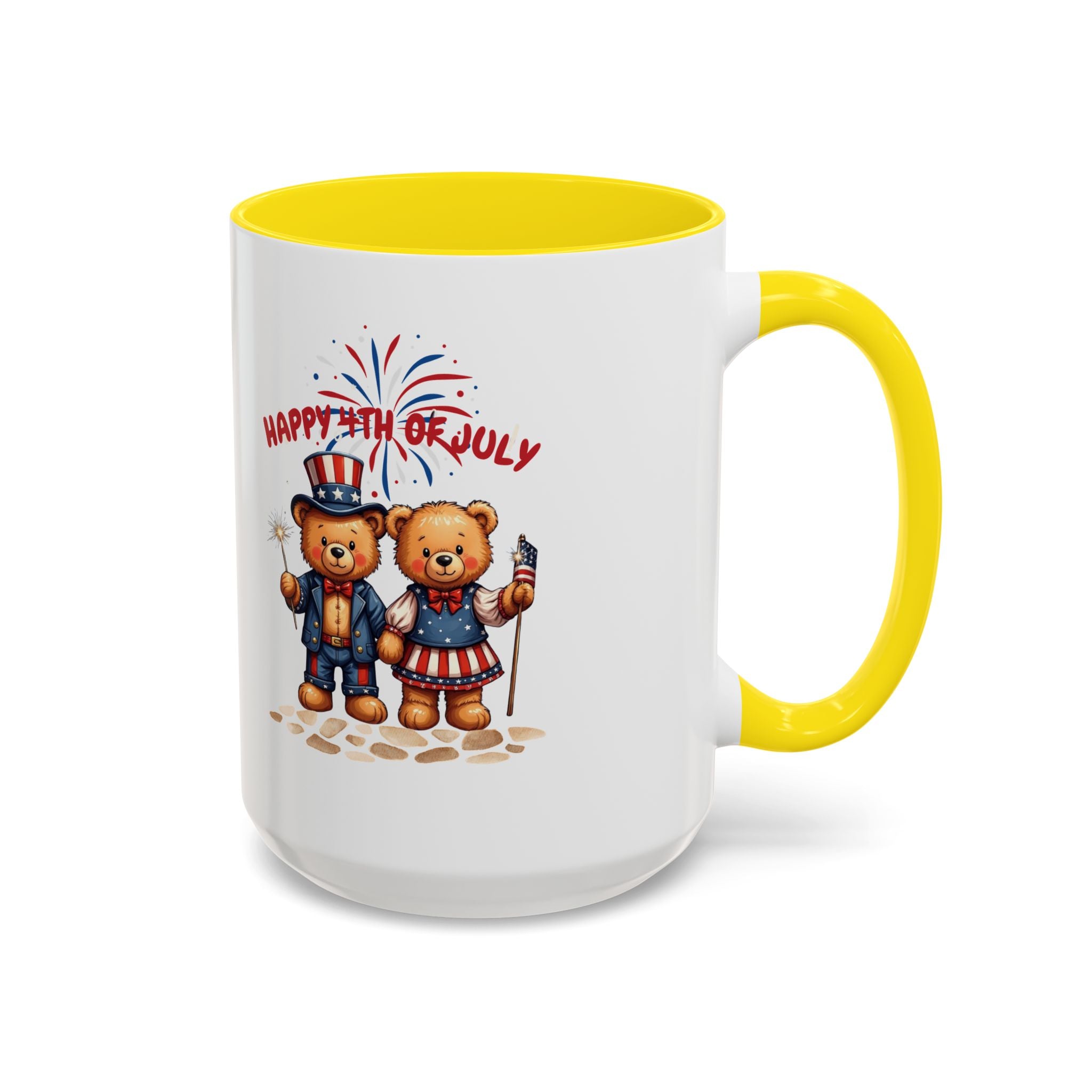 Happy 4th of July Teddy Bear Couple Coffee Mug