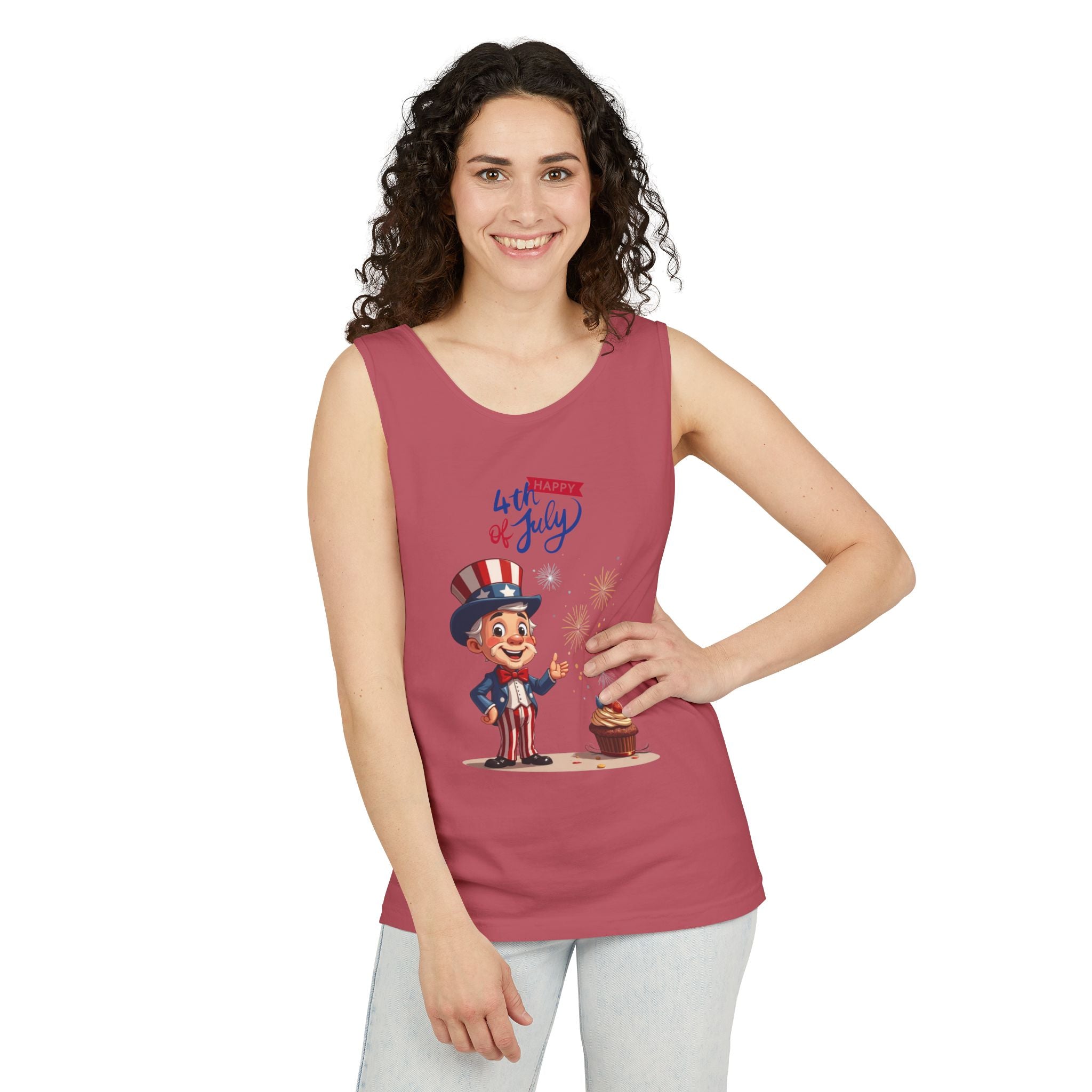 Uncle Sam Happy 4th of July Tank Top Unisex Sleeveless Shirt