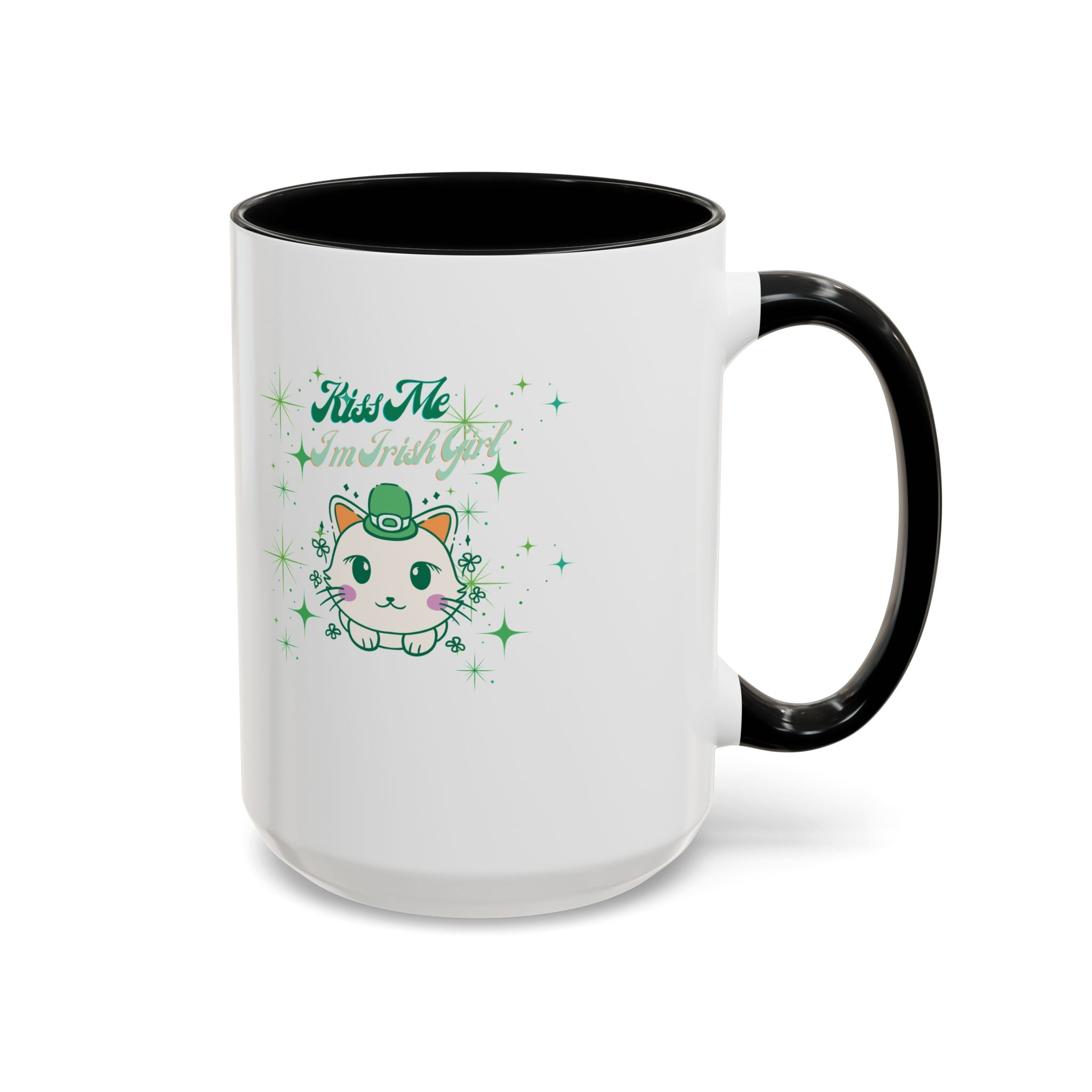 Kiss Me I'm Irish Cat  Accent Mug