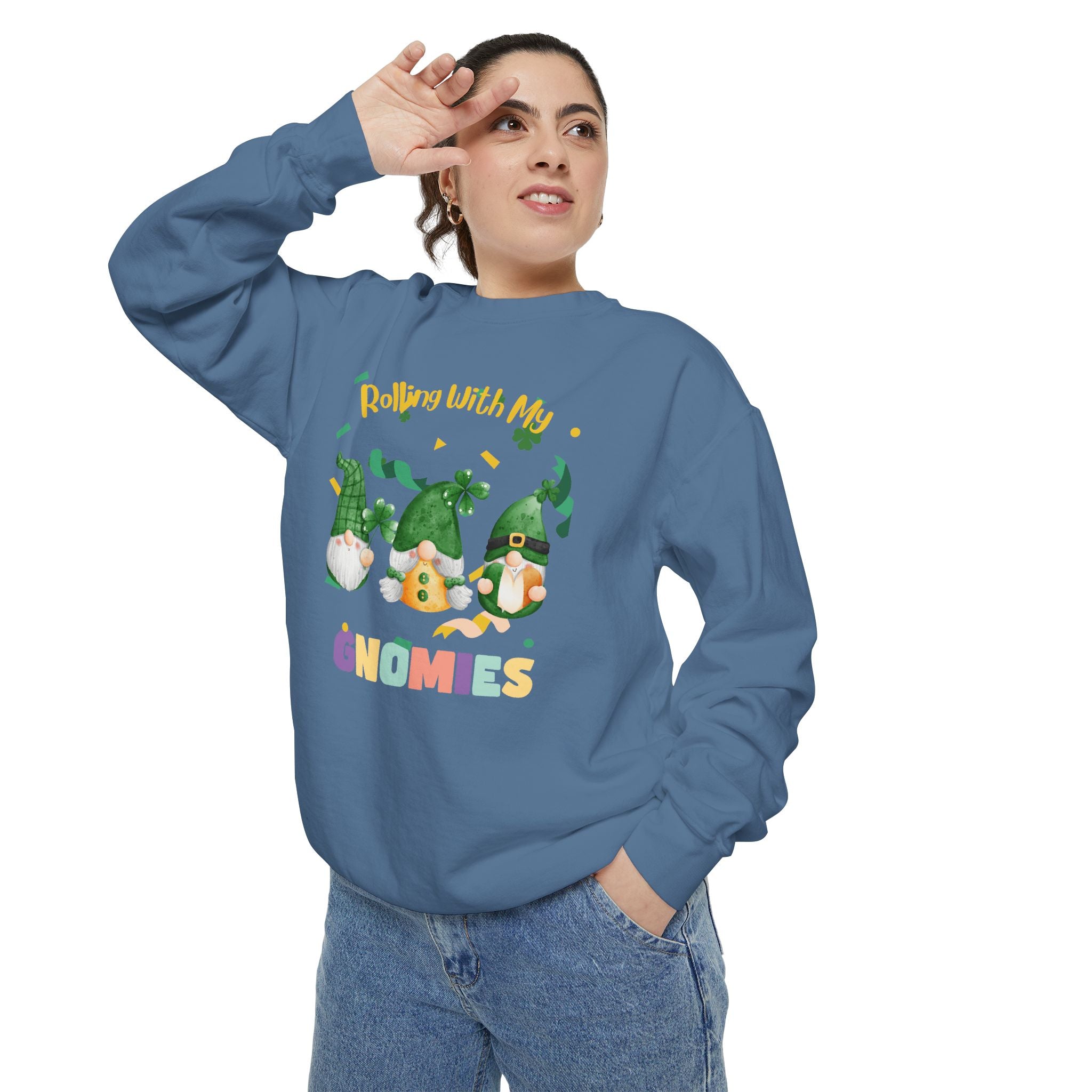 Rolling With My Gnomies Sweatshirt - Unisex Garment-Dyed Cozy Apparel
