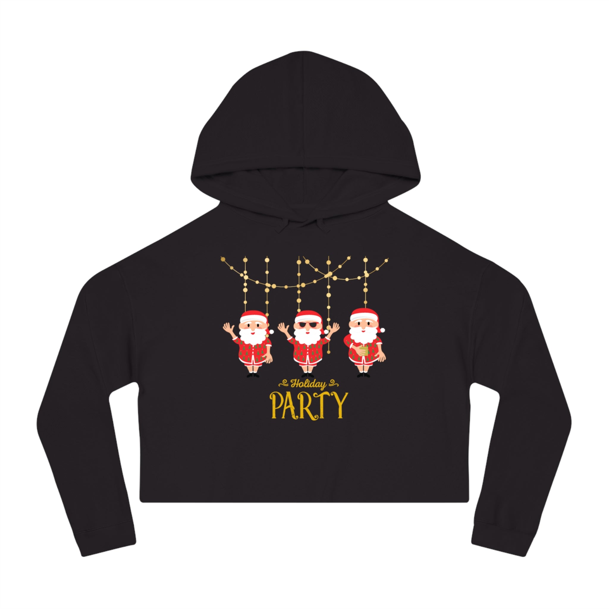 Santa's Holiday Party Women’s Cropped Hooded Sweatshirt