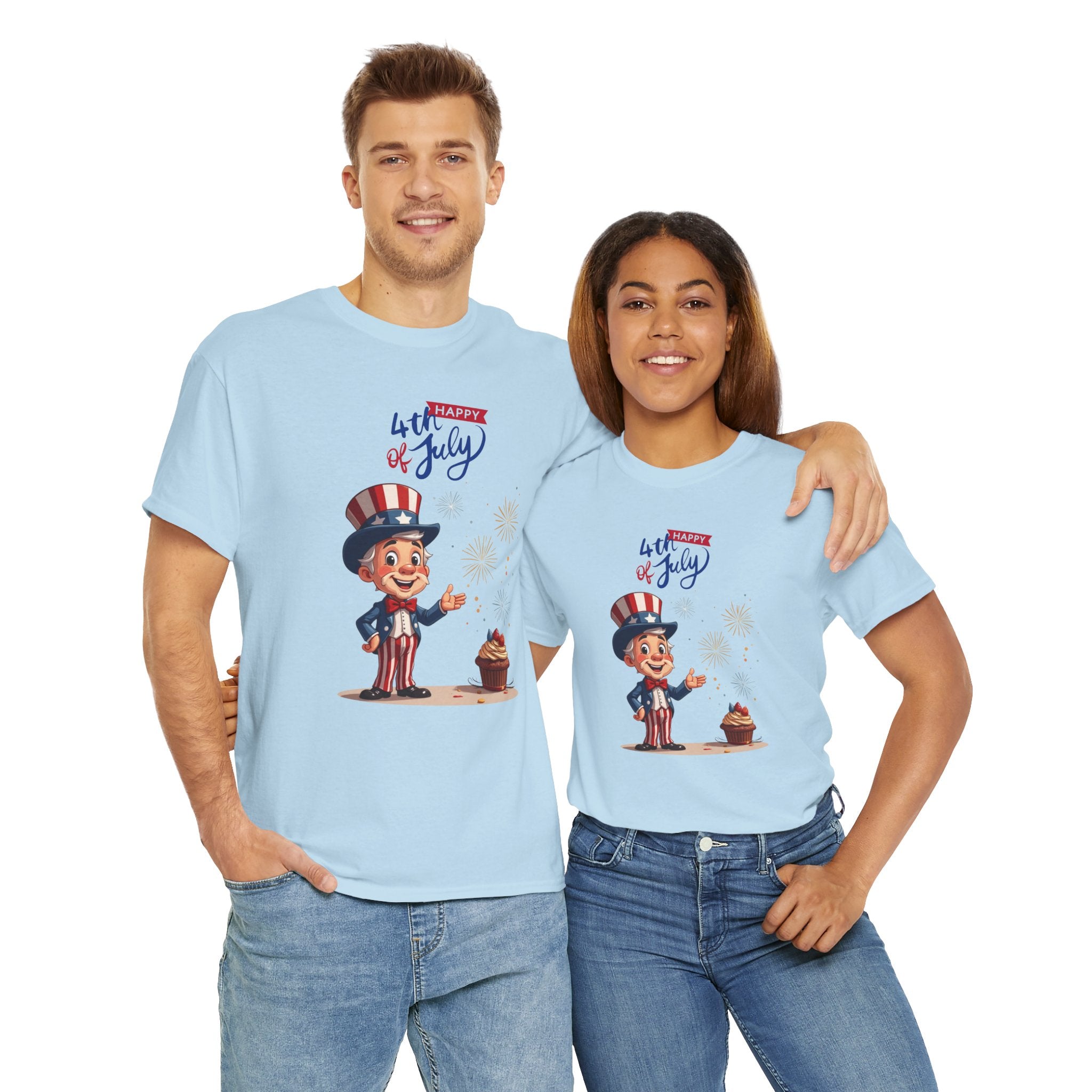 Uncle Sam Tee Happy of July, Unisex Heavy Cotton Shirt