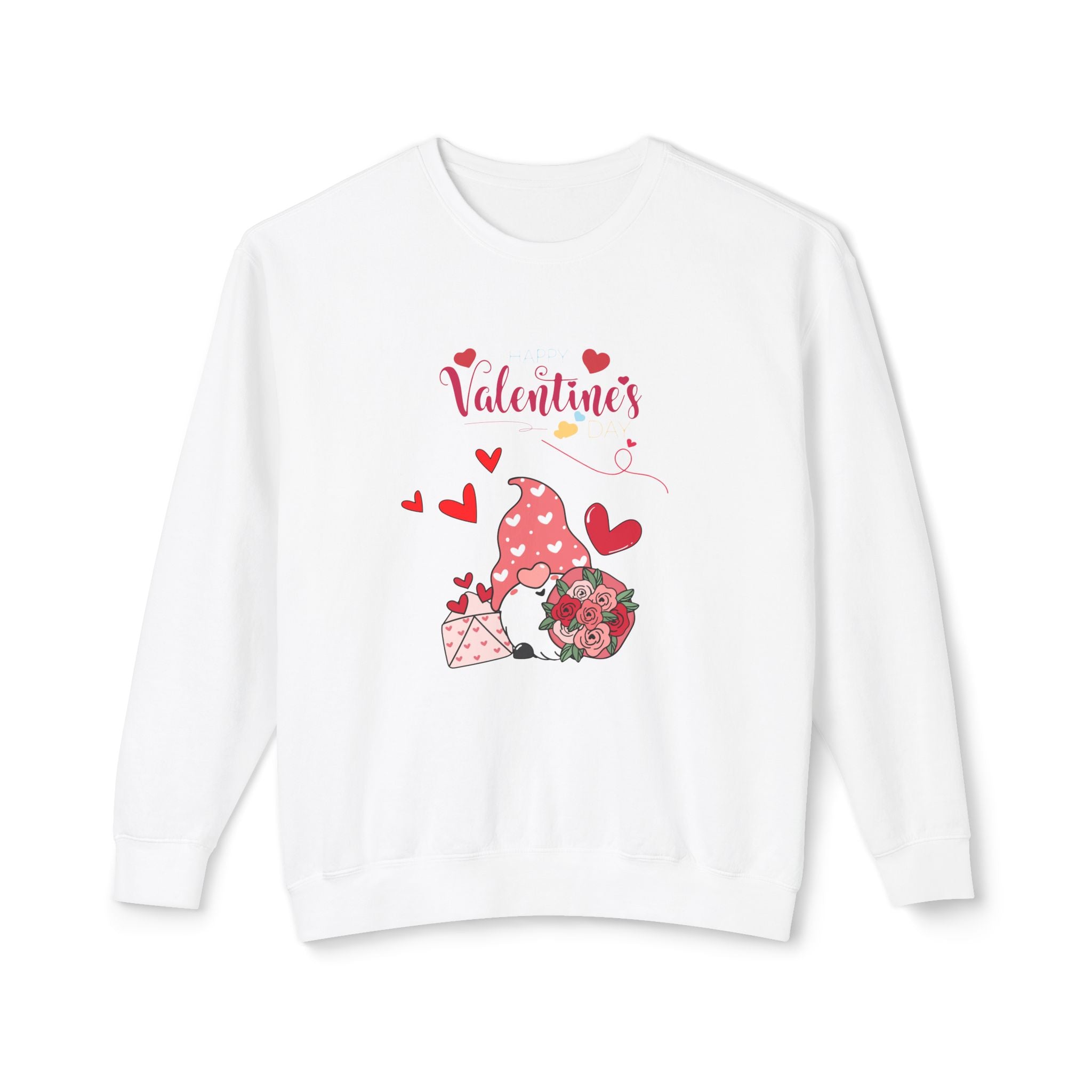 Gnome Valentine's Day Unisex Lightweight Crewneck Sweatshirt