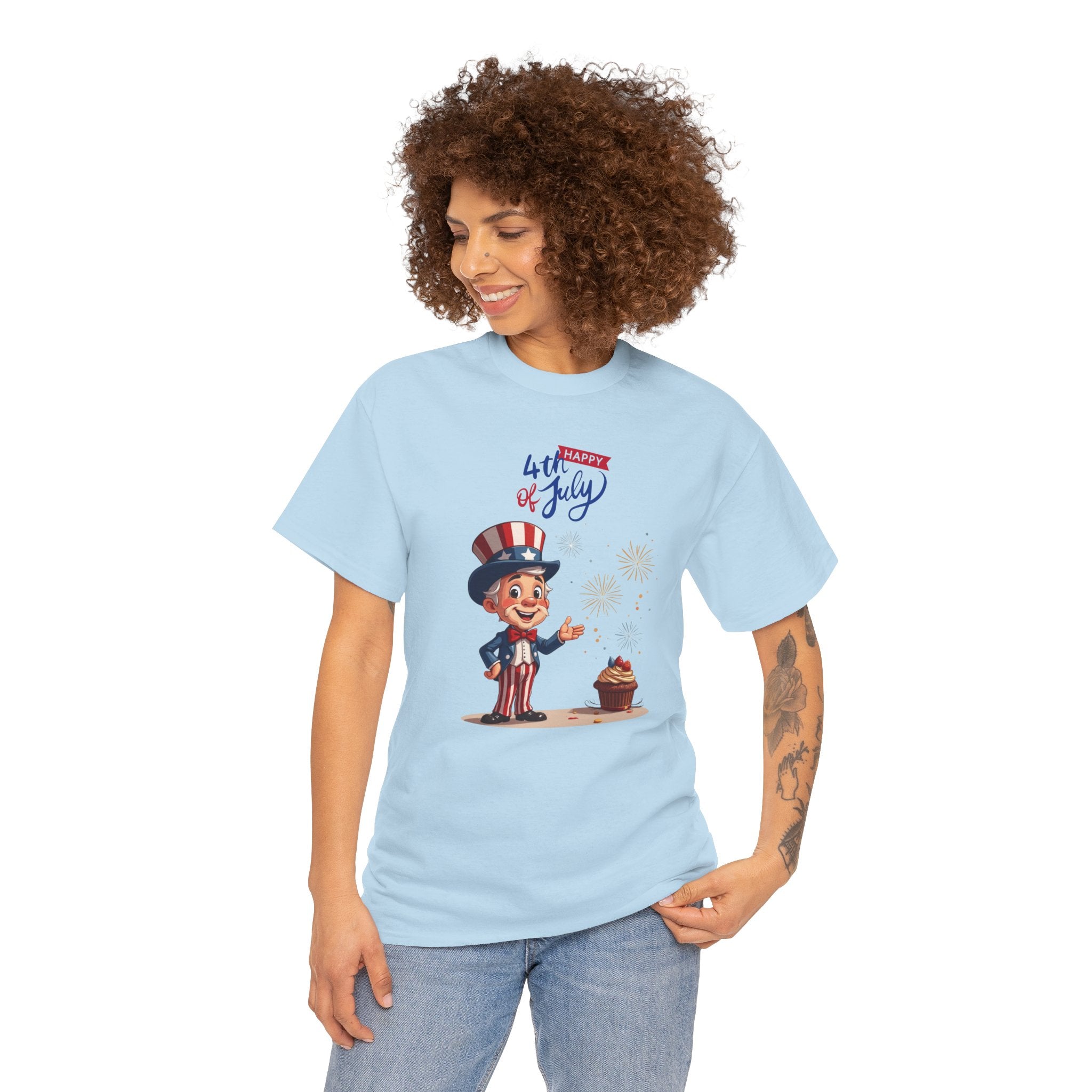 Uncle Sam Tee Happy of July, Unisex Heavy Cotton Shirt