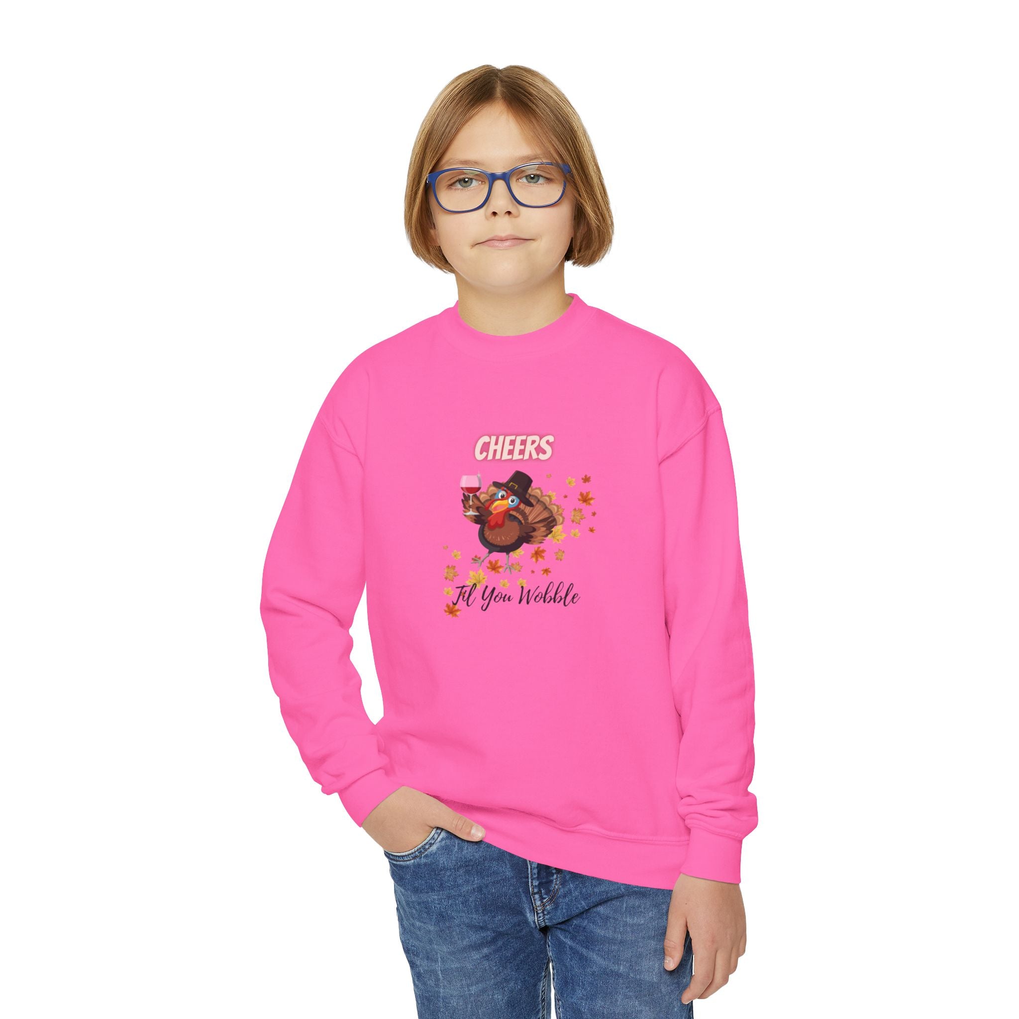 Cheers Til You Wobble Youth Crewneck Sweatshirt