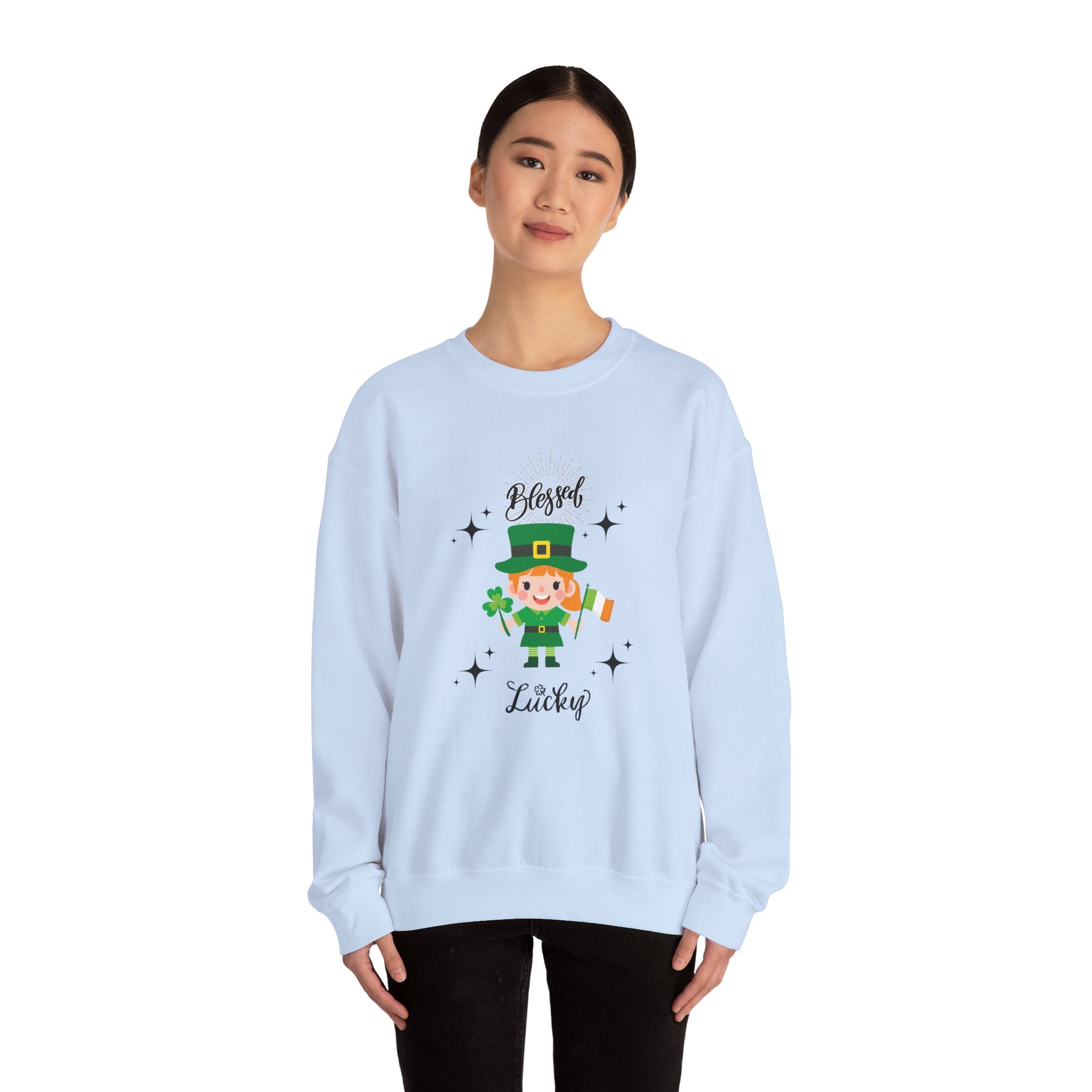 Blessed & Lucky Unisex Crewneck Sweatshirt for St. Patrick's Day
