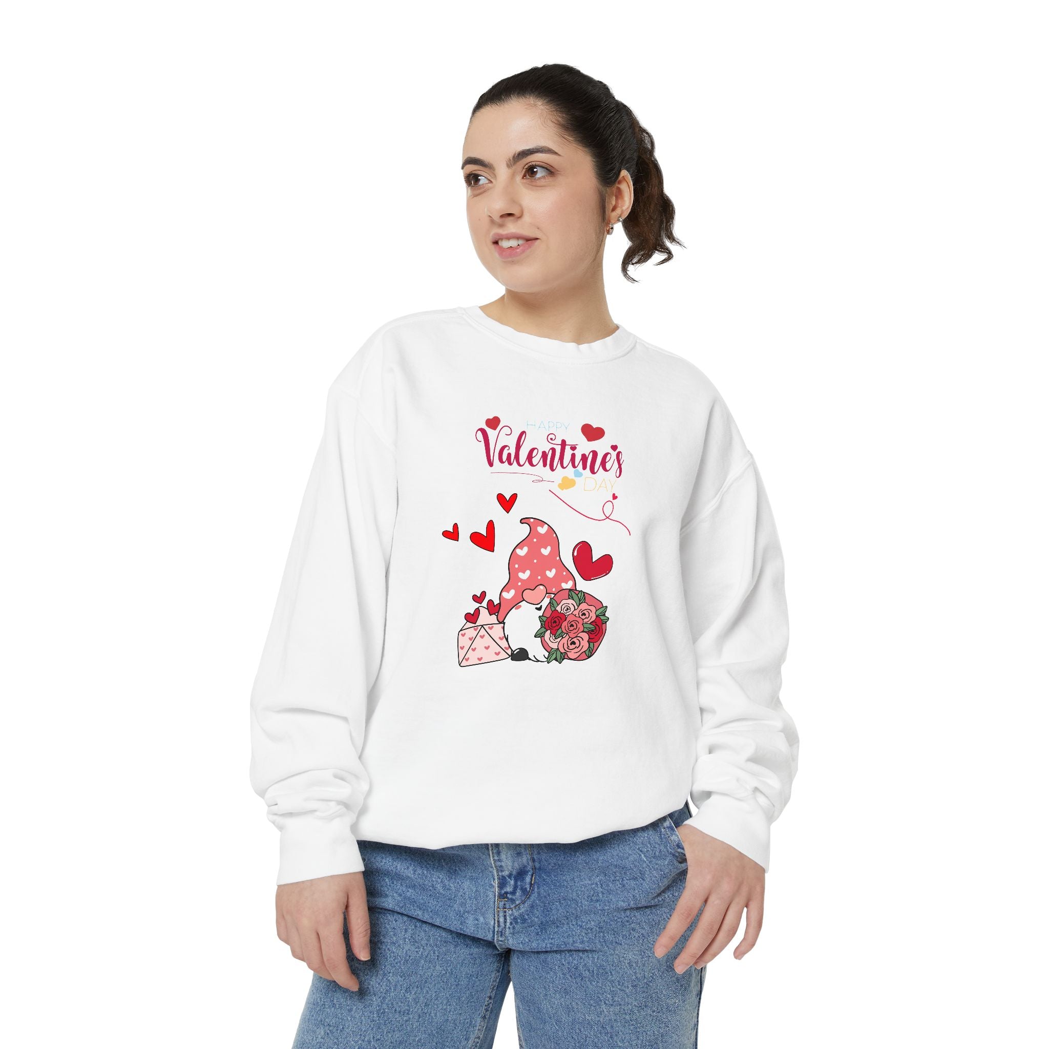 Gnome Valentine's Day Unisex Garment-Dyed Sweatshirt