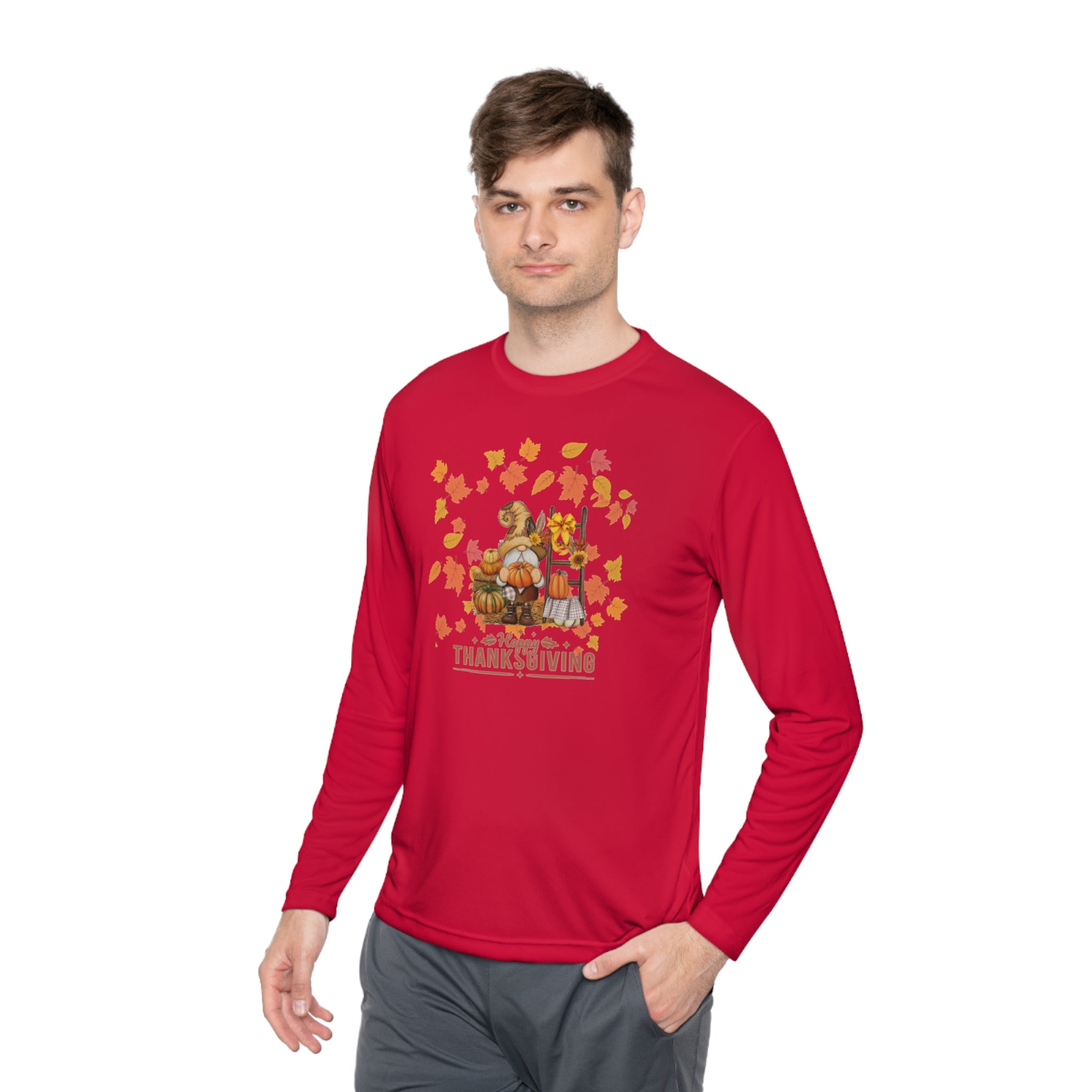 Gnome Happy Thanksgiving Unisex Lightweight Long Sleeve Tee