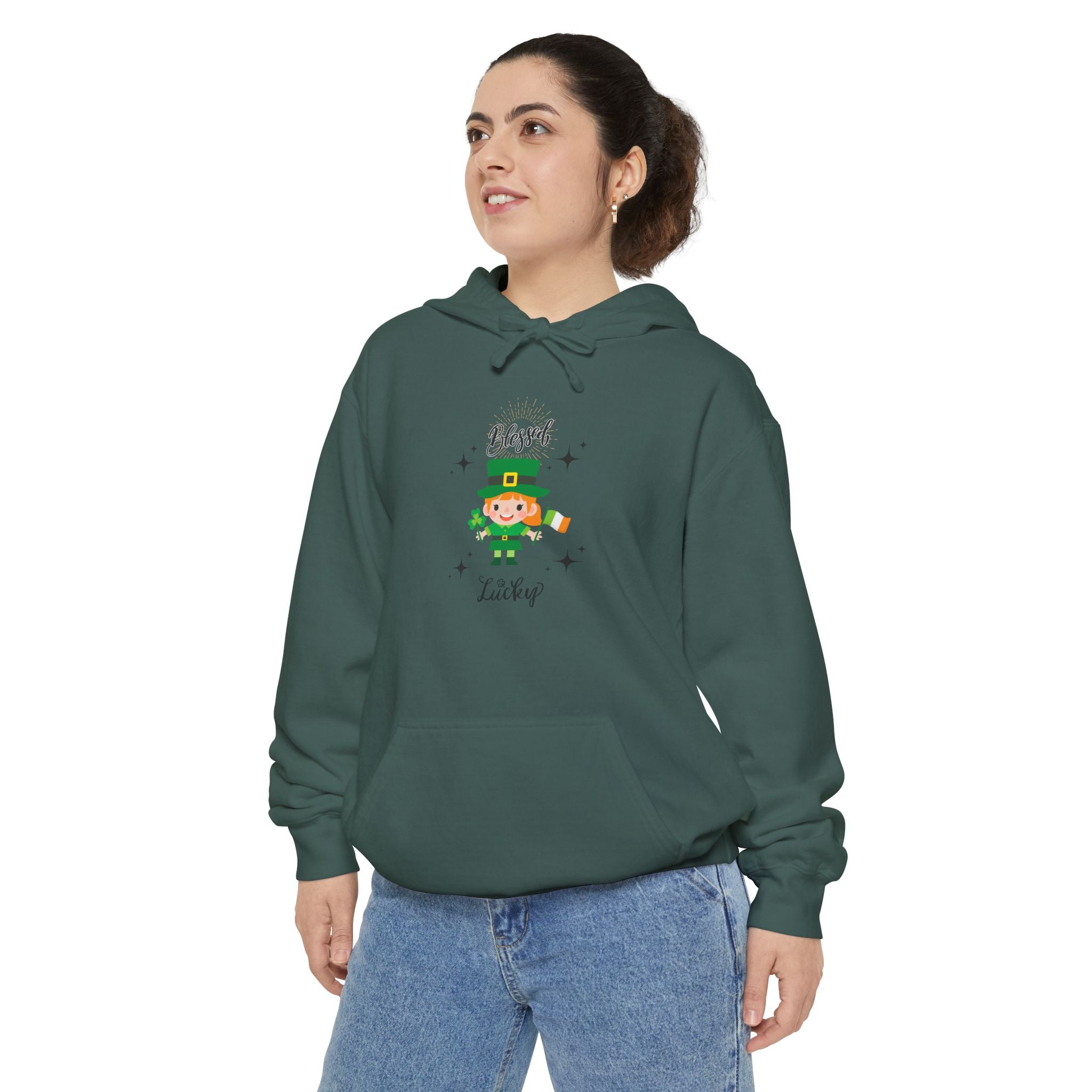 Blessed & Lucky Leprechaun Hoodie - Unisex Garment-Dyed for St. Patrick's Day