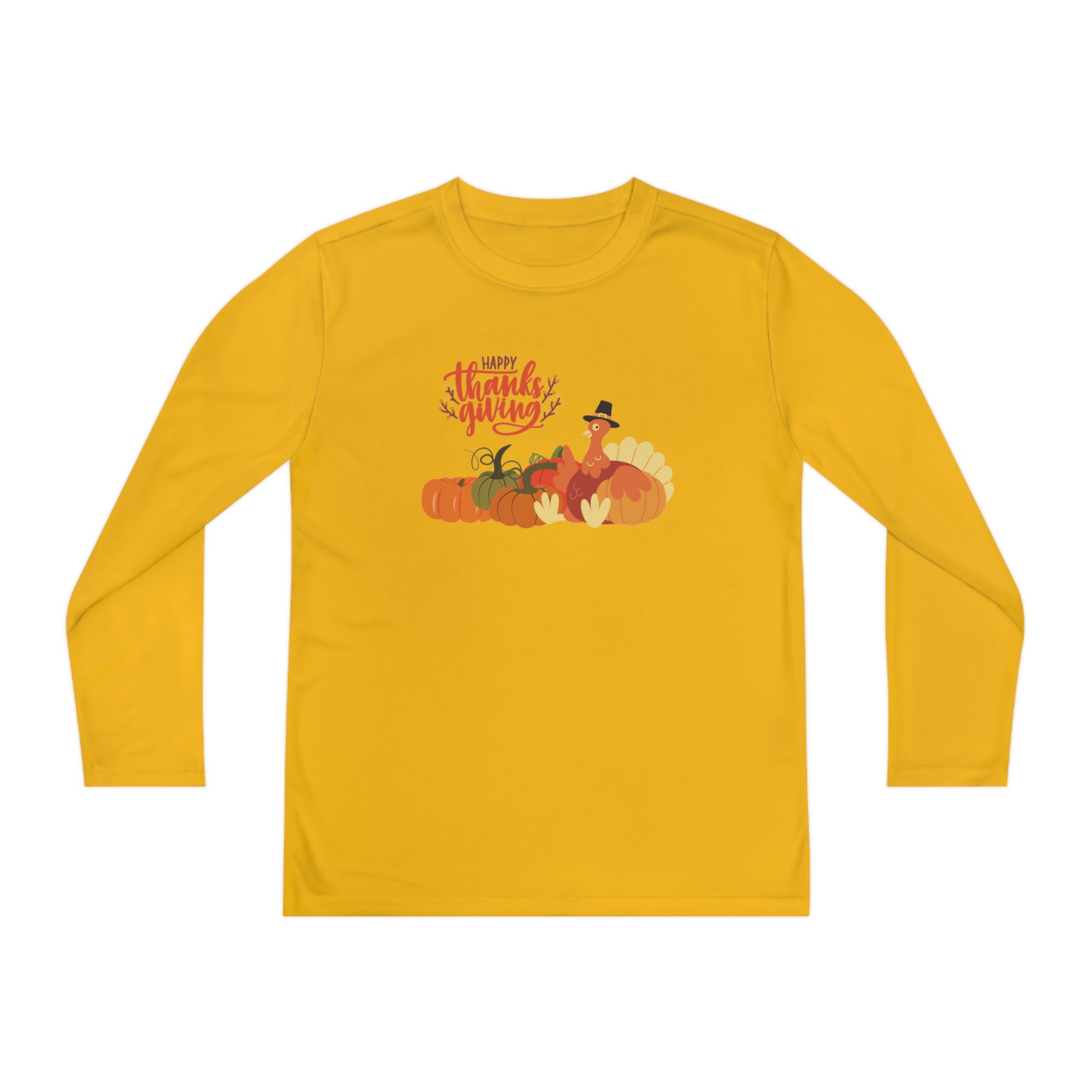 Happy Thanksgiving Turkey Youth Long Sleeve Competitor Tee
