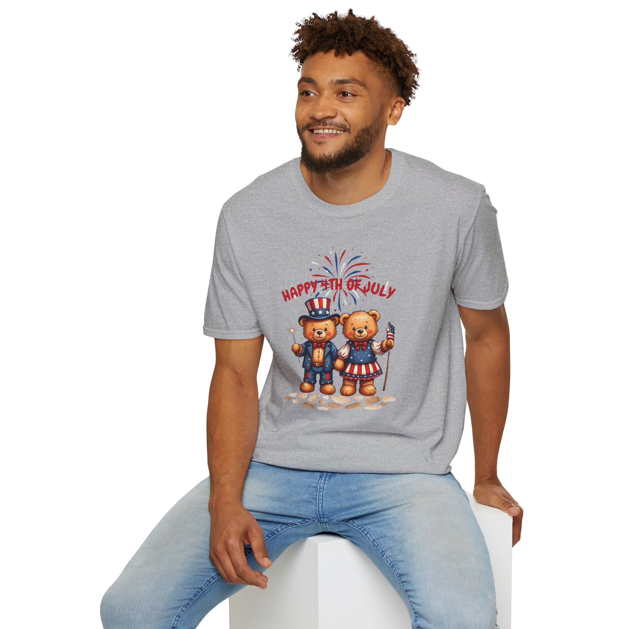 Happy 4th of July Teddy Bear Couple Unisex T-Shirt