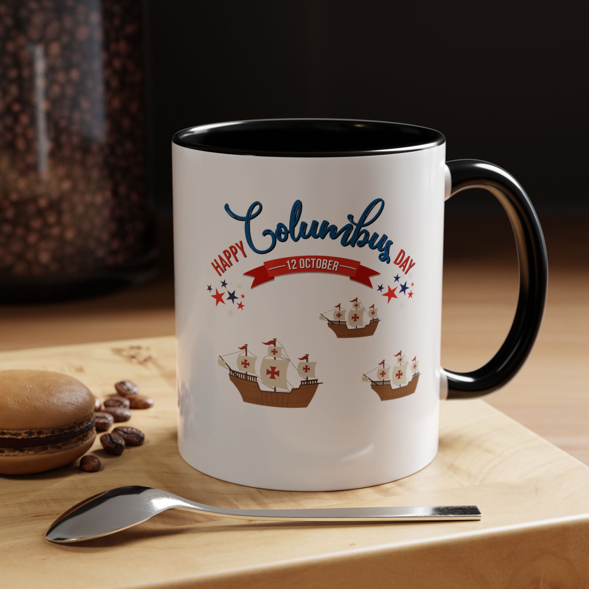 Happy Columbus Day Accent Coffee Mug (11, 15oz)