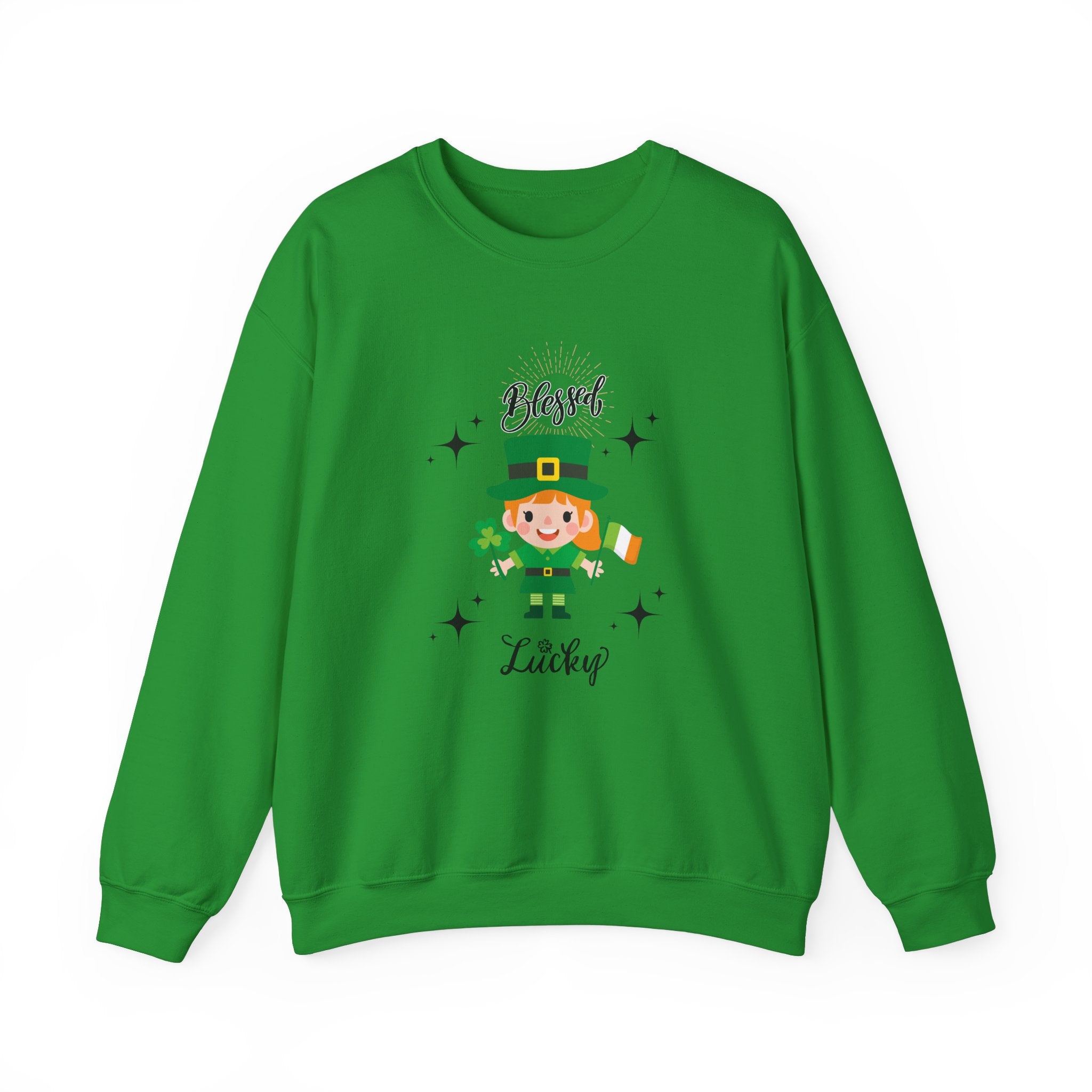 Blessed & Lucky Unisex Crewneck Sweatshirt for St. Patrick's Day