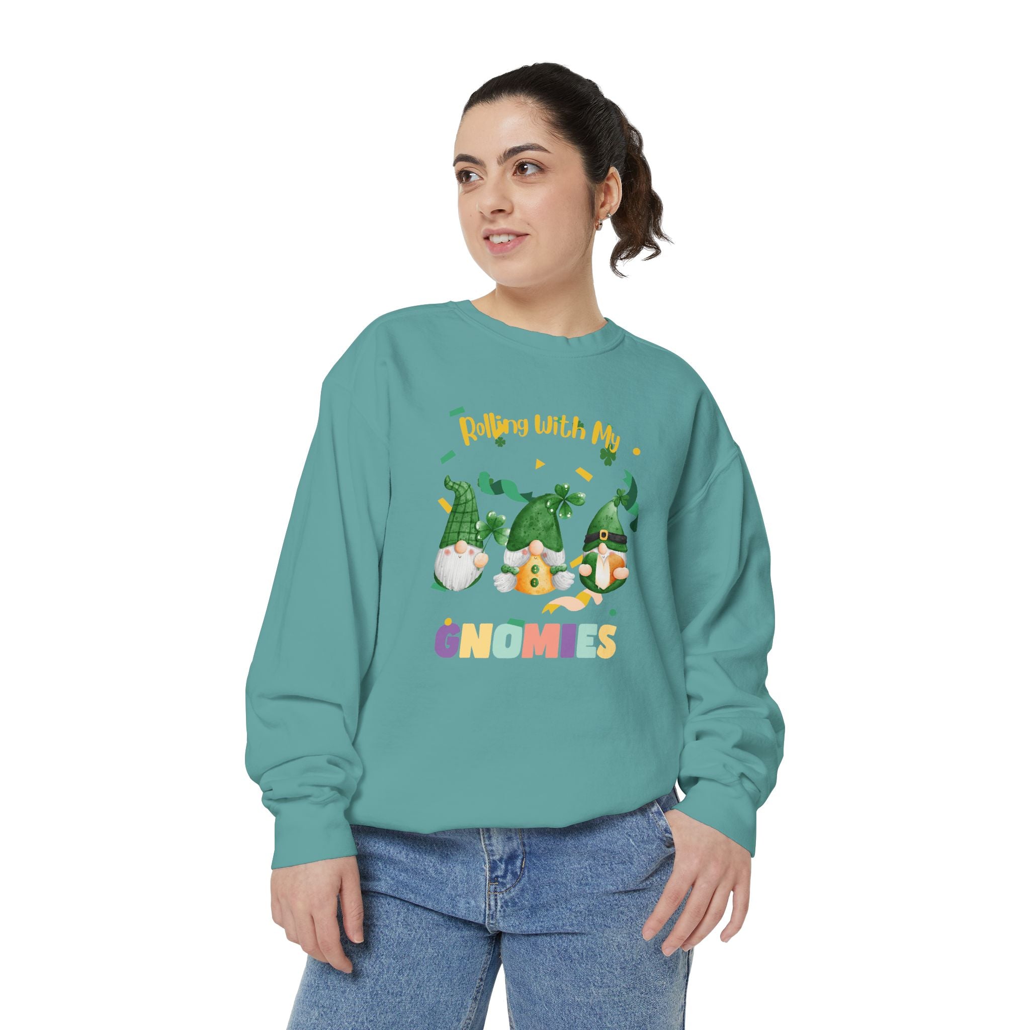 Rolling With My Gnomies Sweatshirt - Unisex Garment-Dyed Cozy Apparel