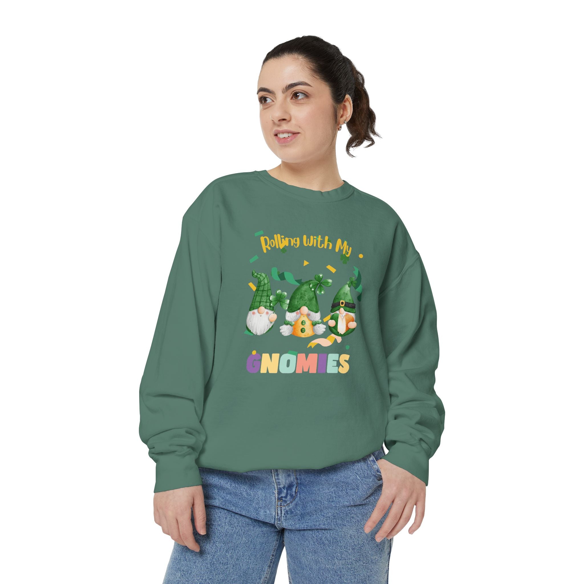 Rolling With My Gnomies Sweatshirt - Unisex Garment-Dyed Cozy Apparel