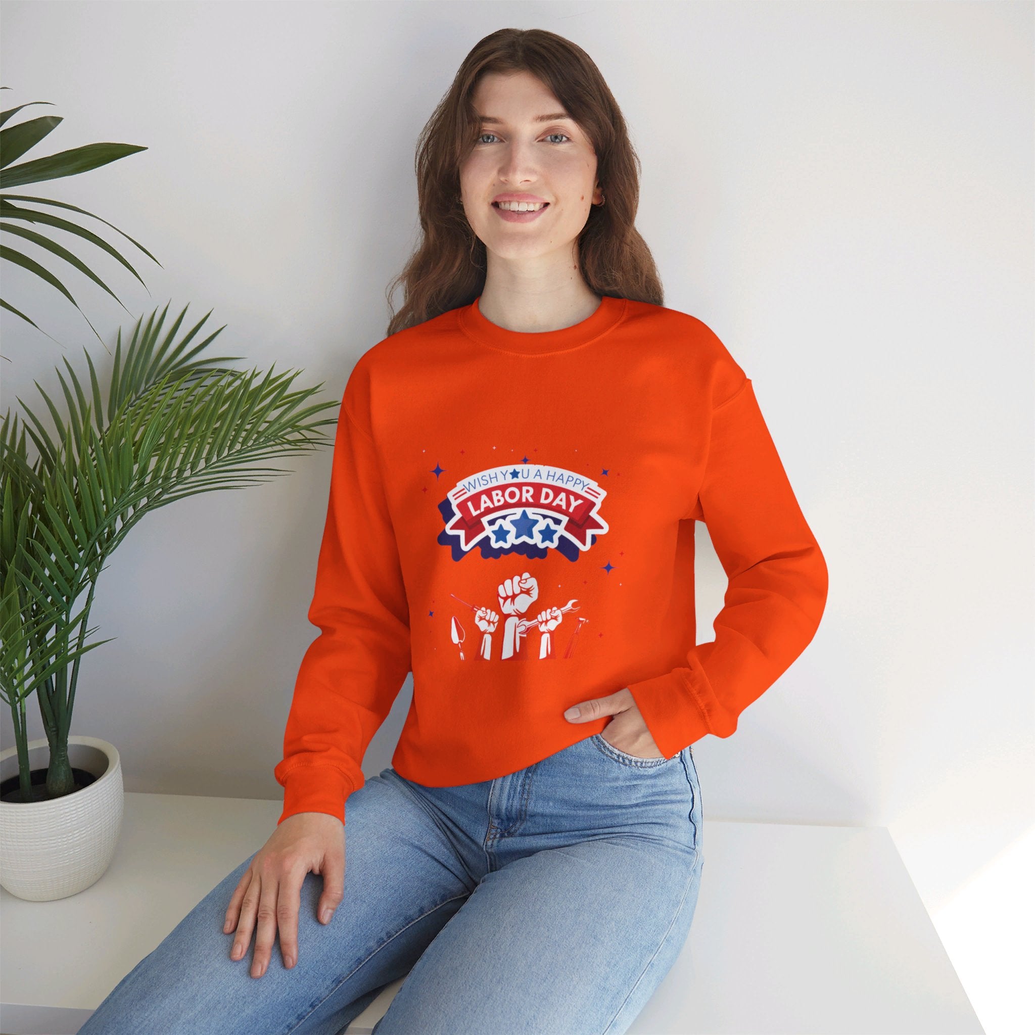 Wish U A Happy Labor Day Unisex Heavy Blend™ Crewneck Sweatshirt