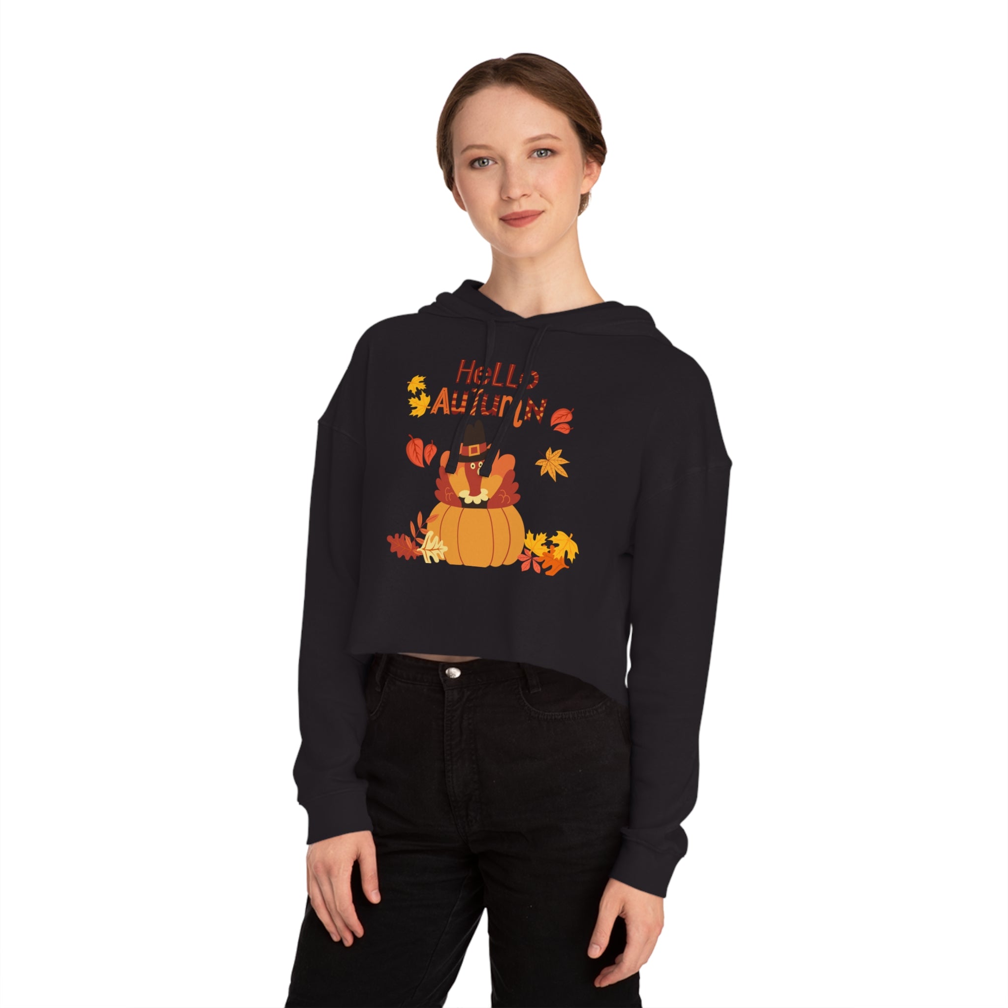 Hello Autumn Women’s Cropped Hooded Sweatshirt