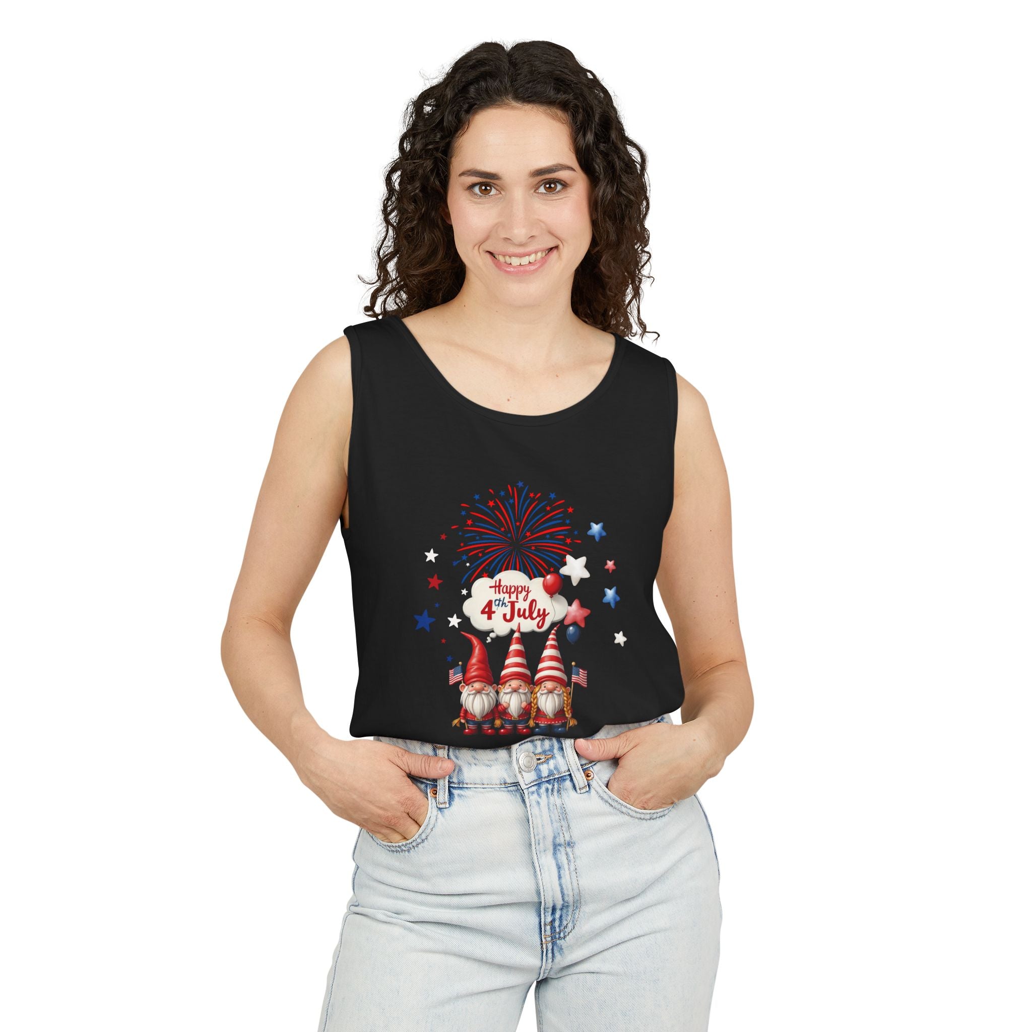 Gnome 4th of July Unisex Tank Top, Festive Holiday Apparel, Casual Independence Day Wear