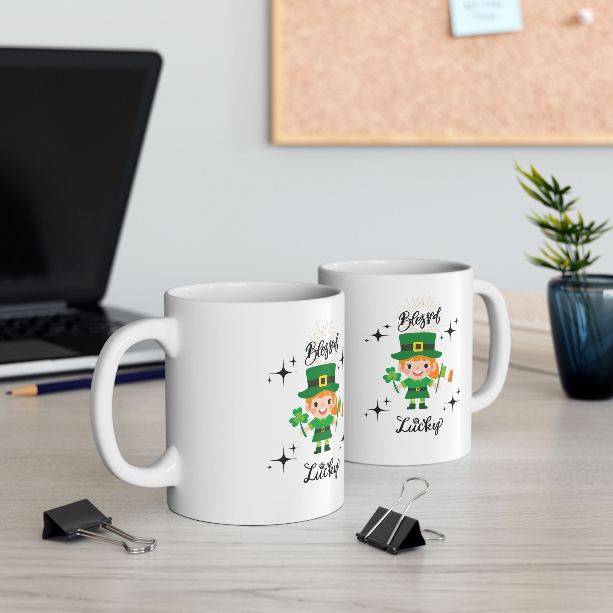 Blessed & Lucky Ceramic Mug | 11oz & 15oz | Perfect for Lucky Celebrations