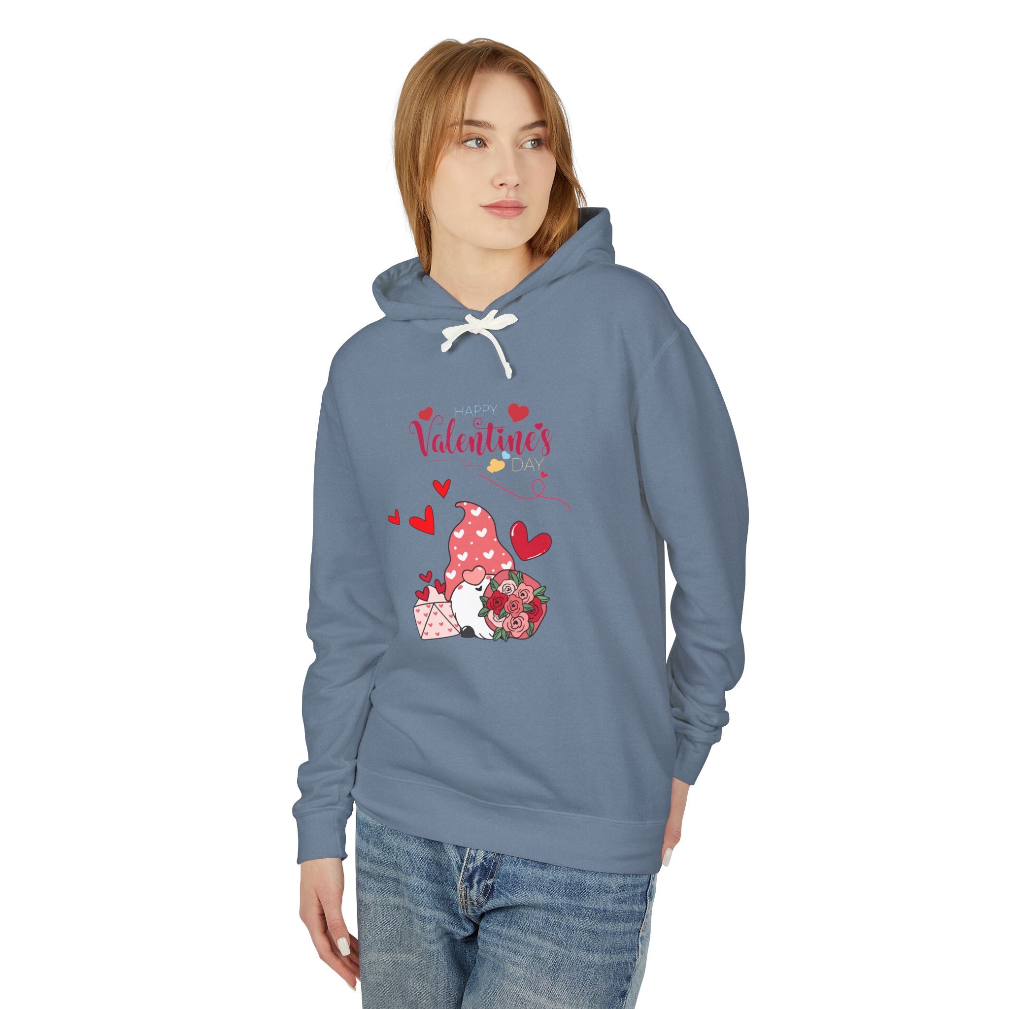 Gnome Valentine's Day Unisex Lightweight Hooded Sweatshirt