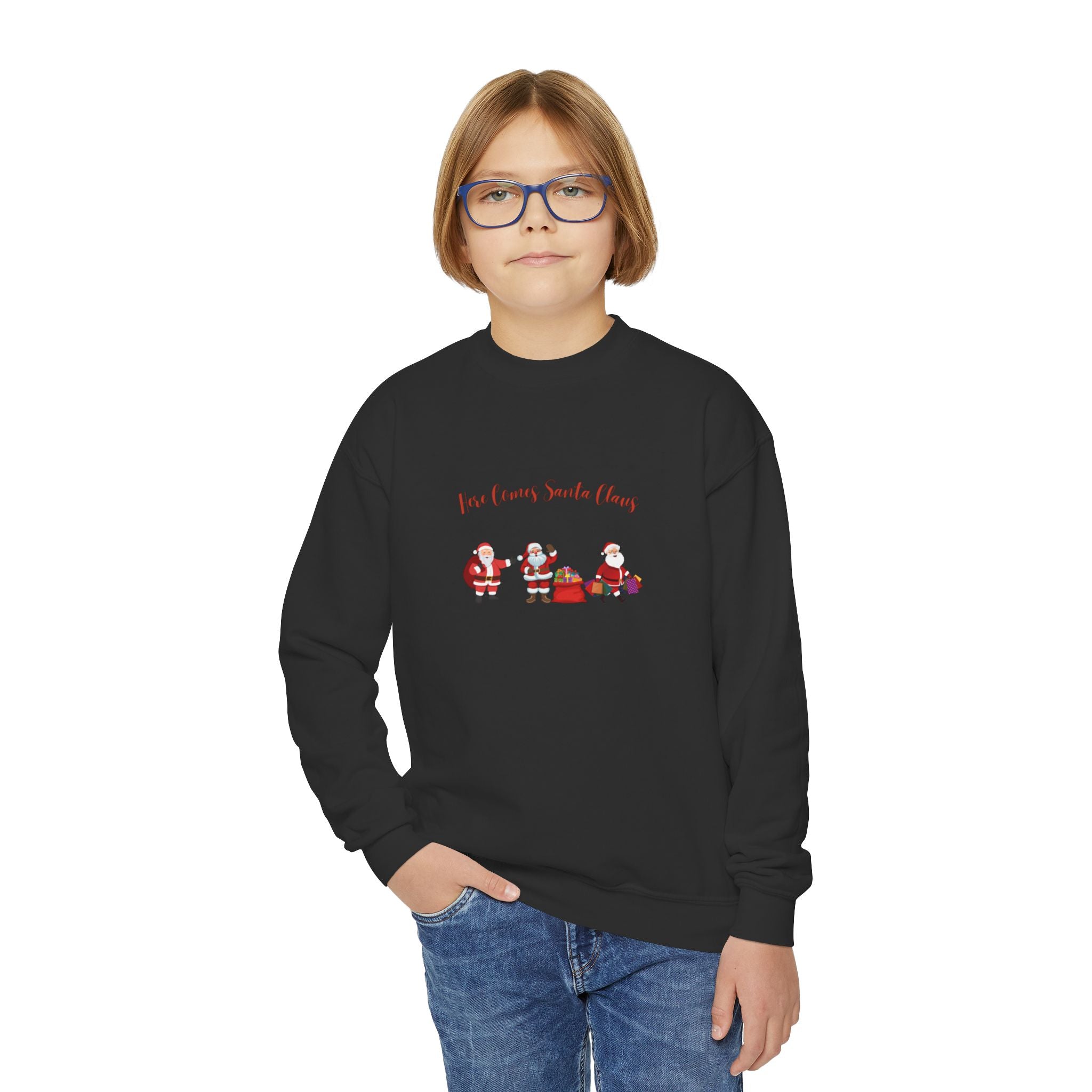 Here Comes Santa Claus Youth Crewneck Sweatshirt