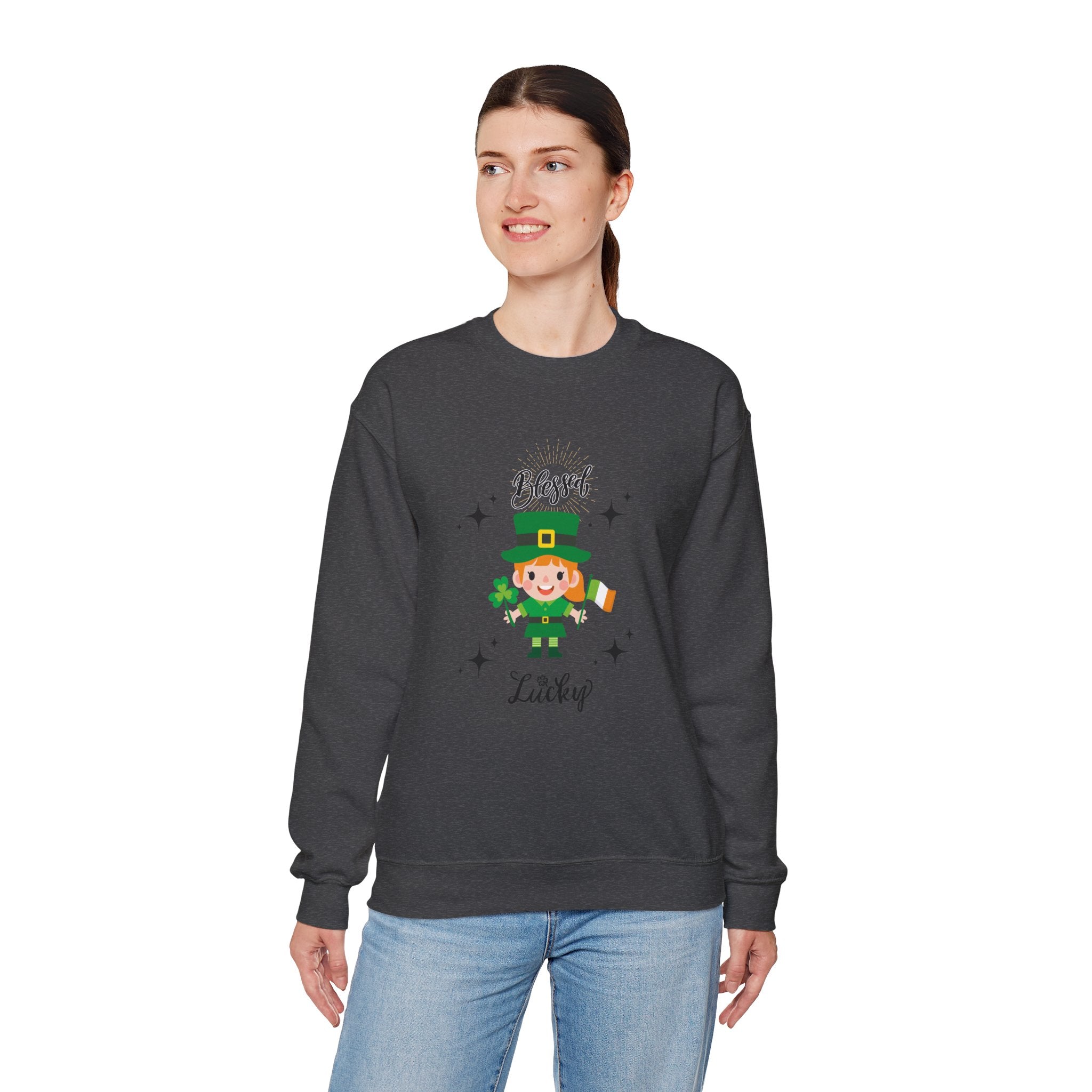 Blessed & Lucky Unisex Crewneck Sweatshirt for St. Patrick's Day