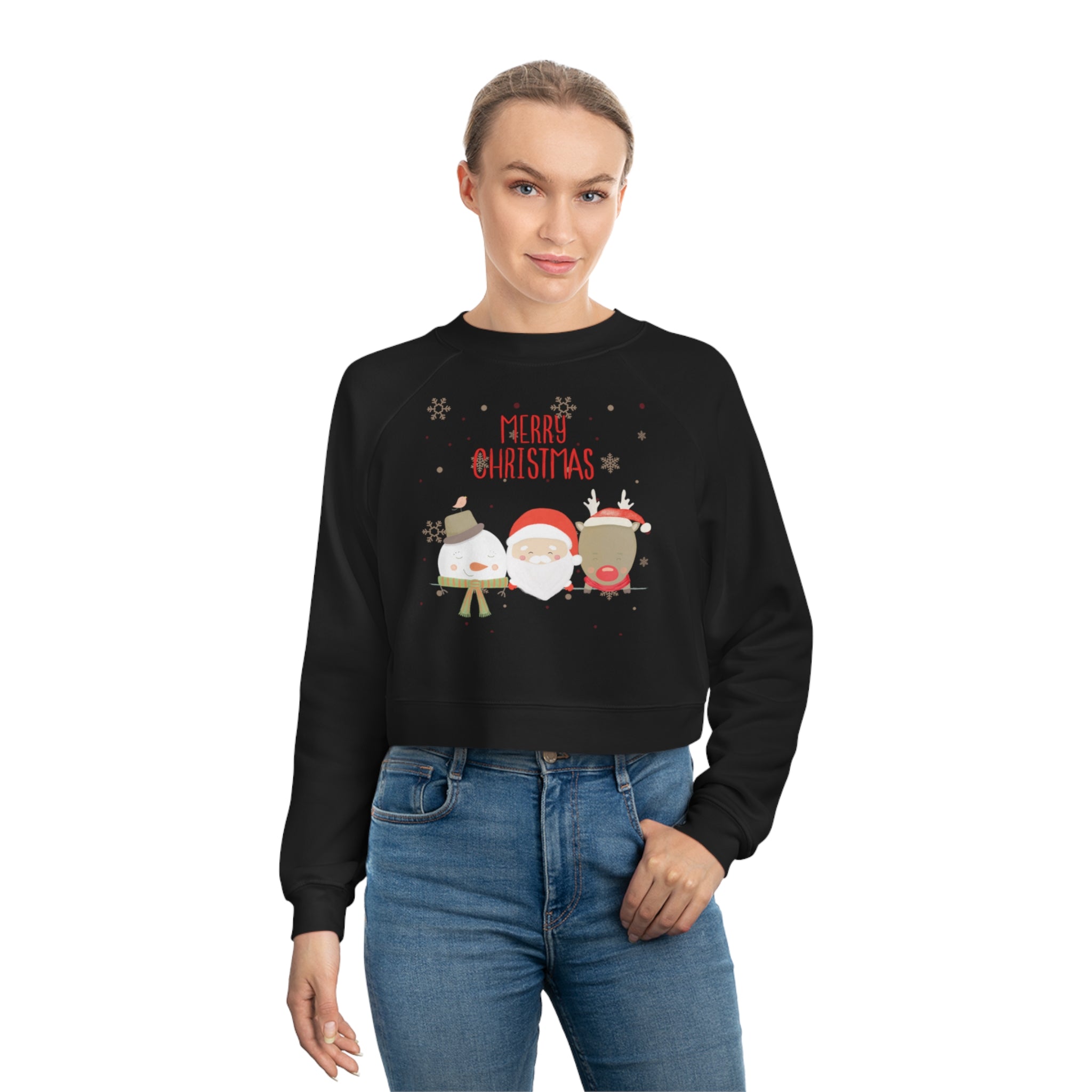 Merry Xmas Crew Women's Cropped Fleece Pullover