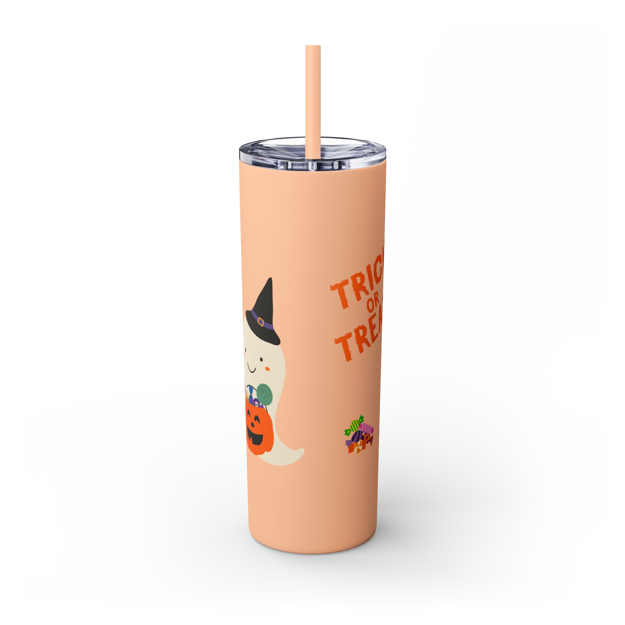 Trick or Treat Skinny Tumbler with Straw, 20oz
