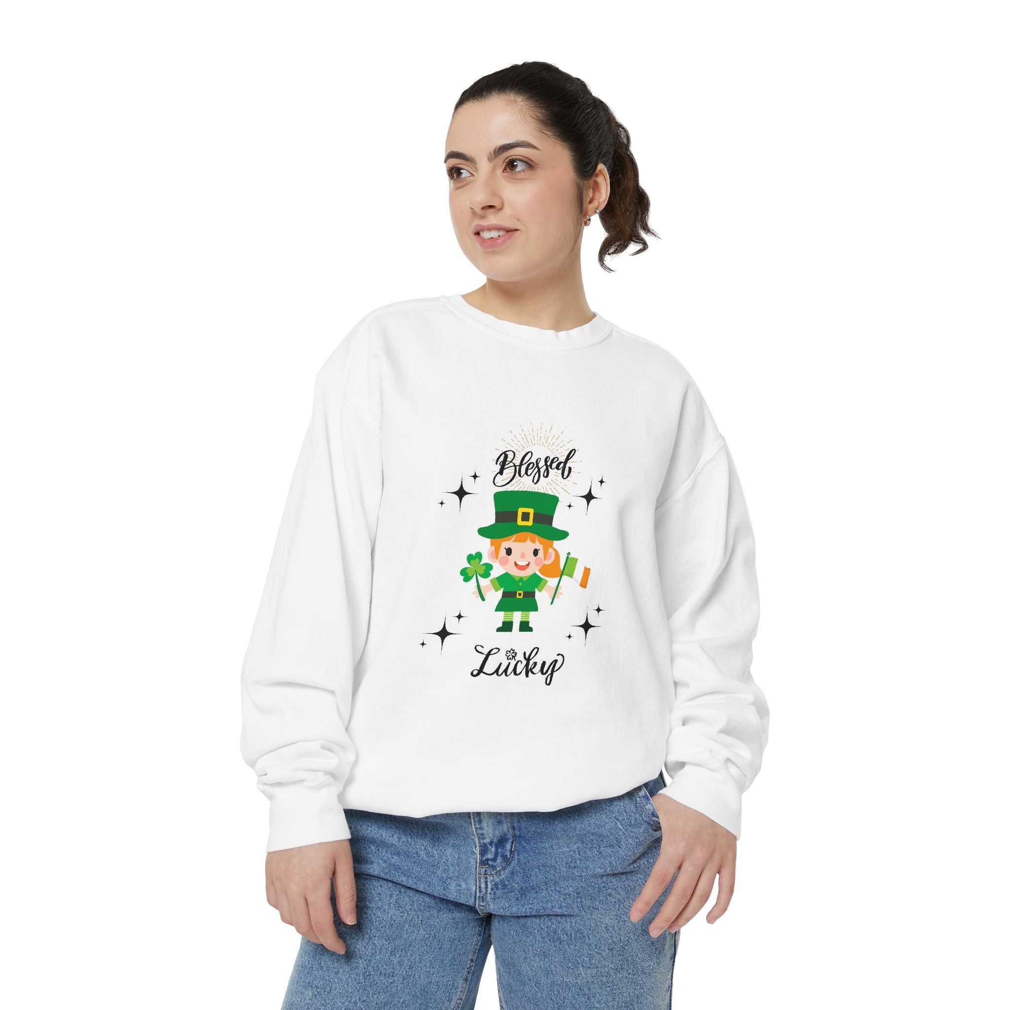 Blessed & Lucky Unisex Garment-Dyed Sweatshirt