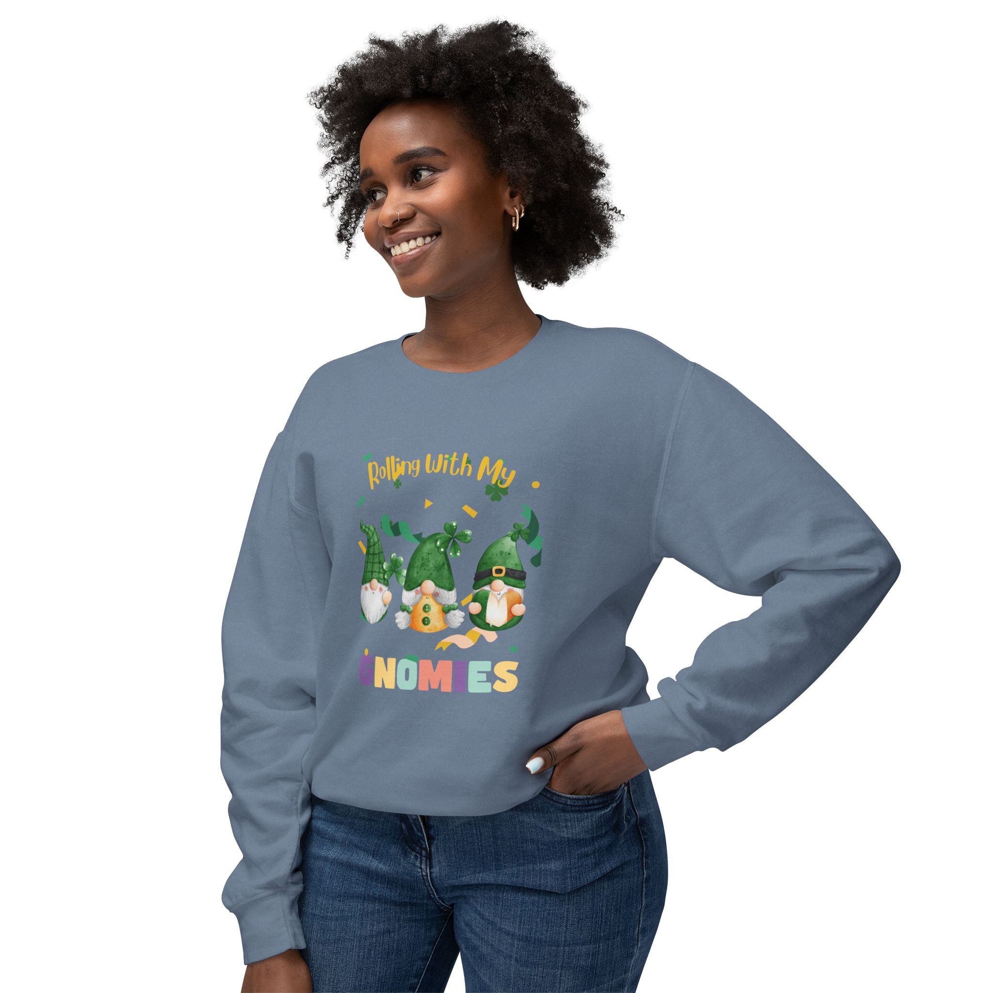 Rolling With My Gnomies Unisex Lightweight Crewneck Sweatshirt