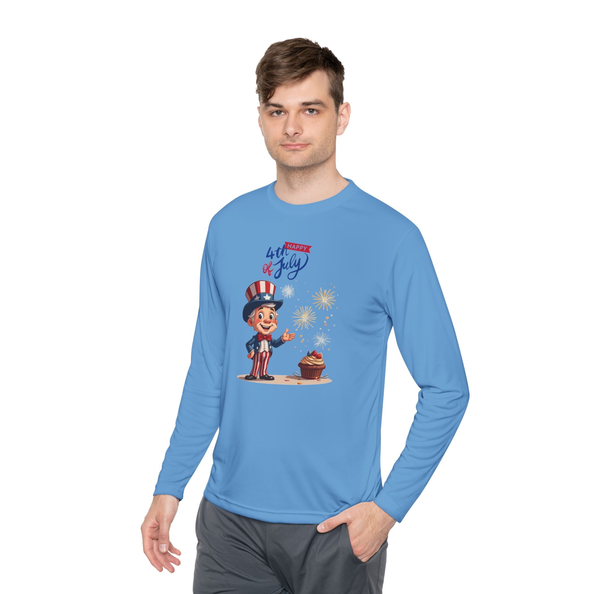 Uncle Sam Happy 4th of July Unisex Lightweight Long Sleeve Tee