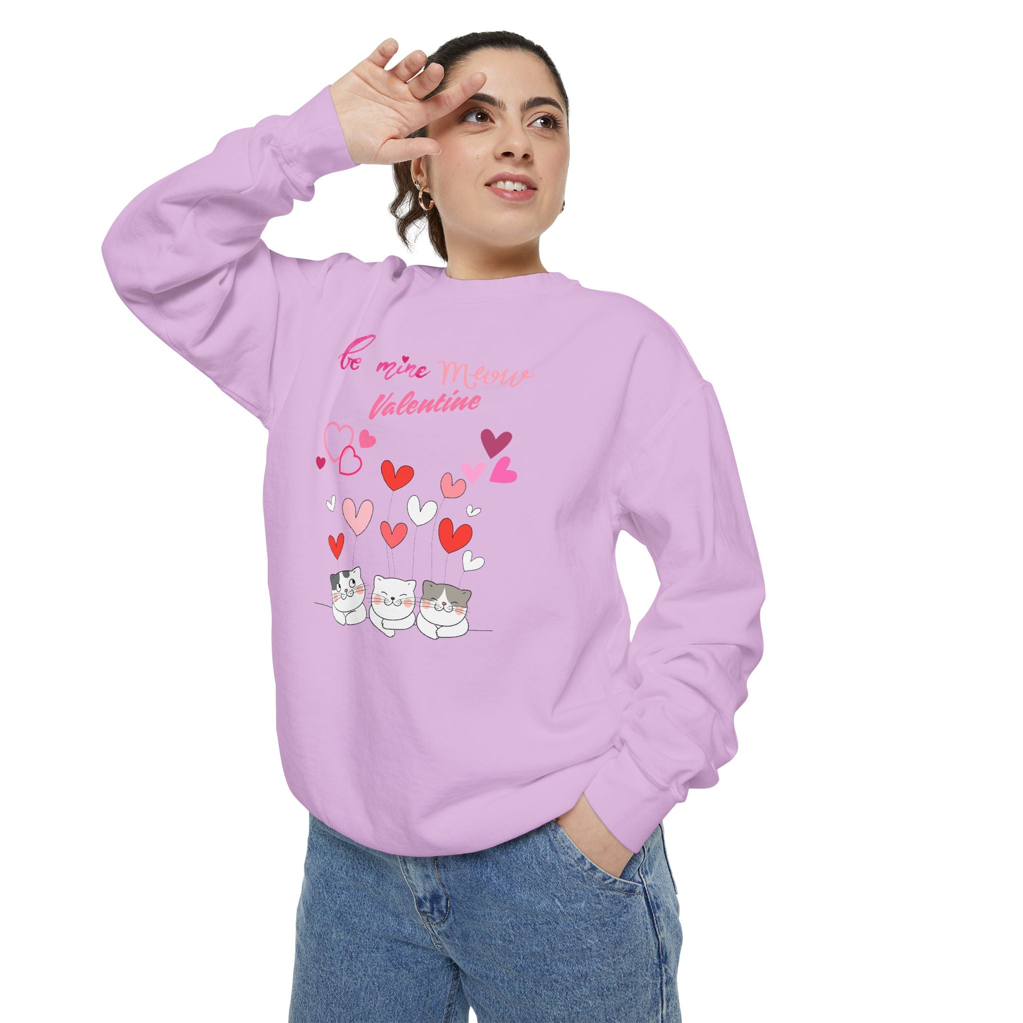 Meow Valentine's Day Unisex Garment-Dyed Sweatshirt