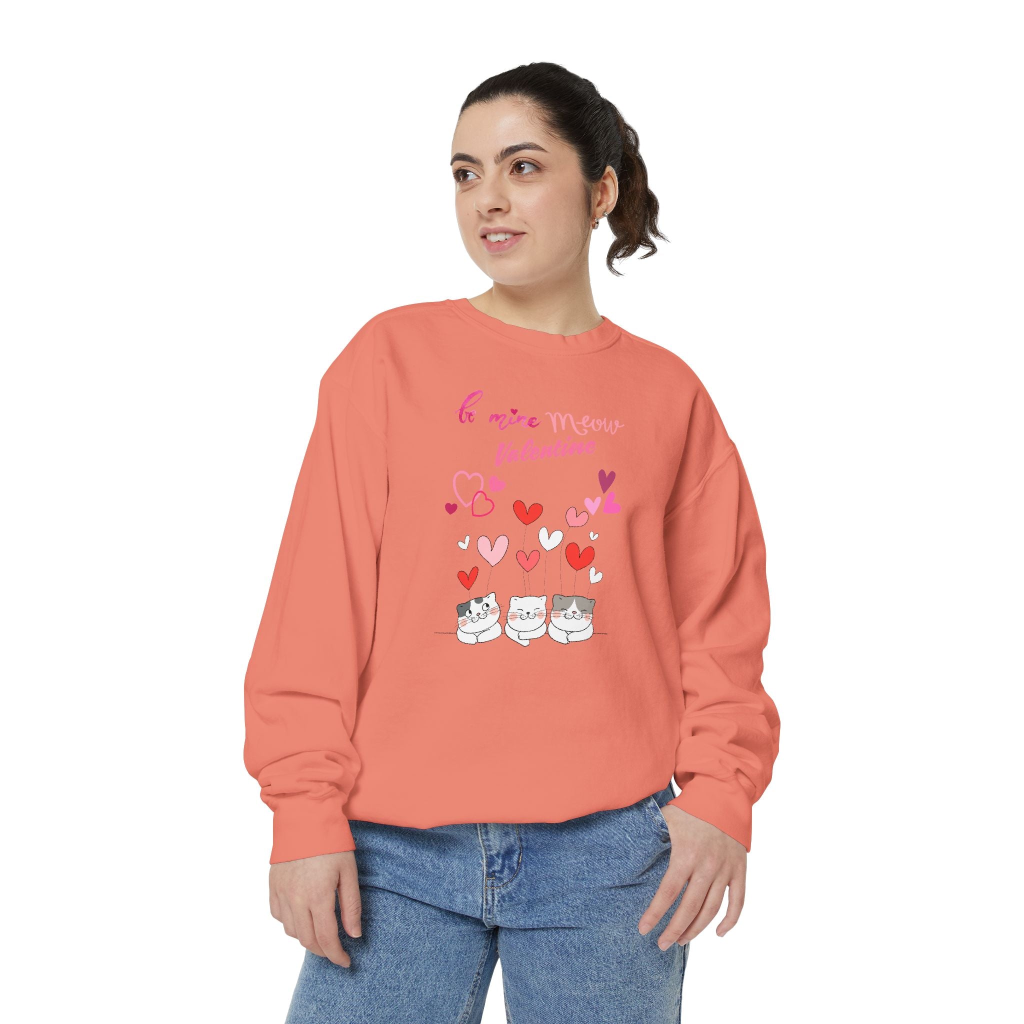 Meow Valentine's Day Unisex Garment-Dyed Sweatshirt