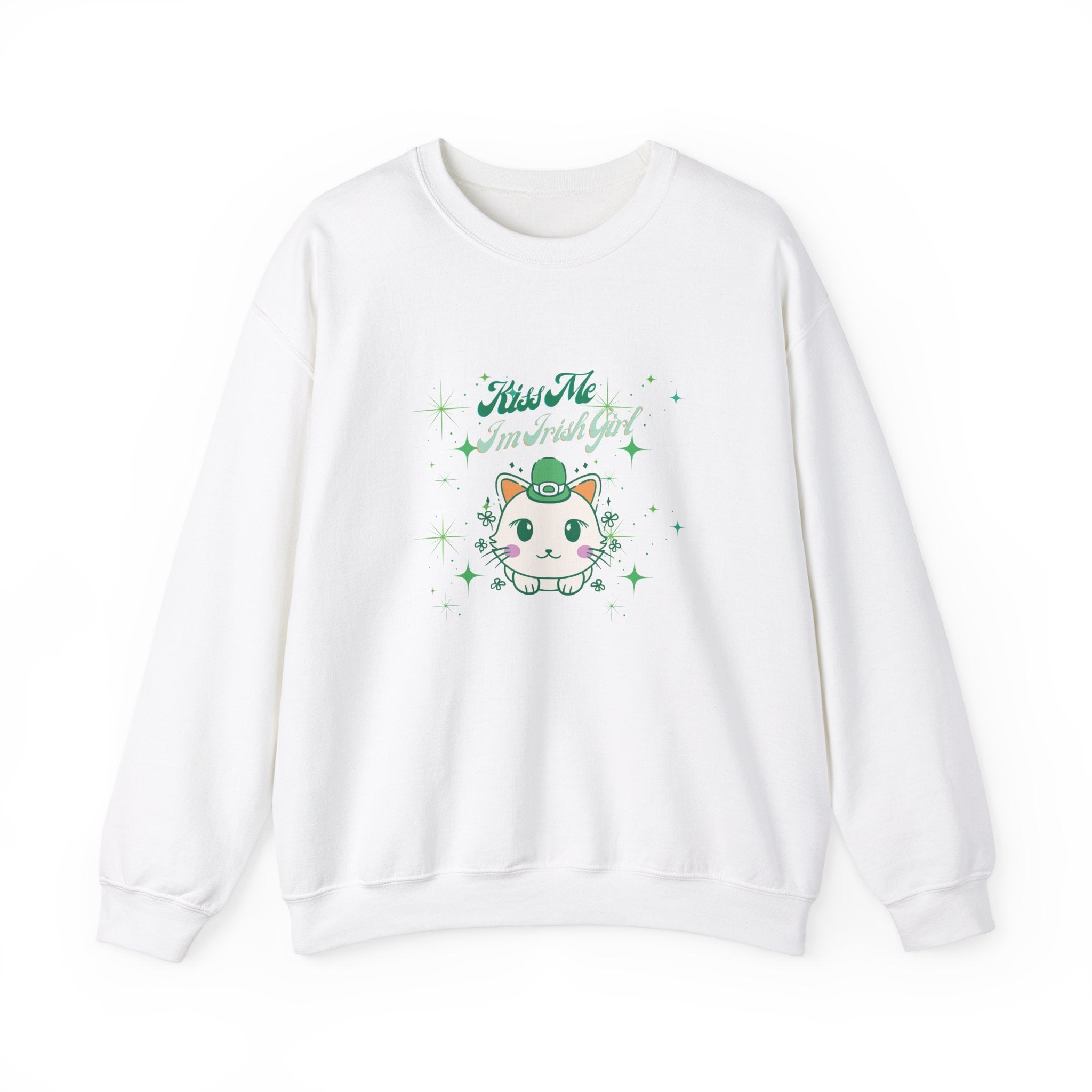 Kiss Me I'm Irish Cat Crewneck Sweatshirt - Unisex Heavy Blend™