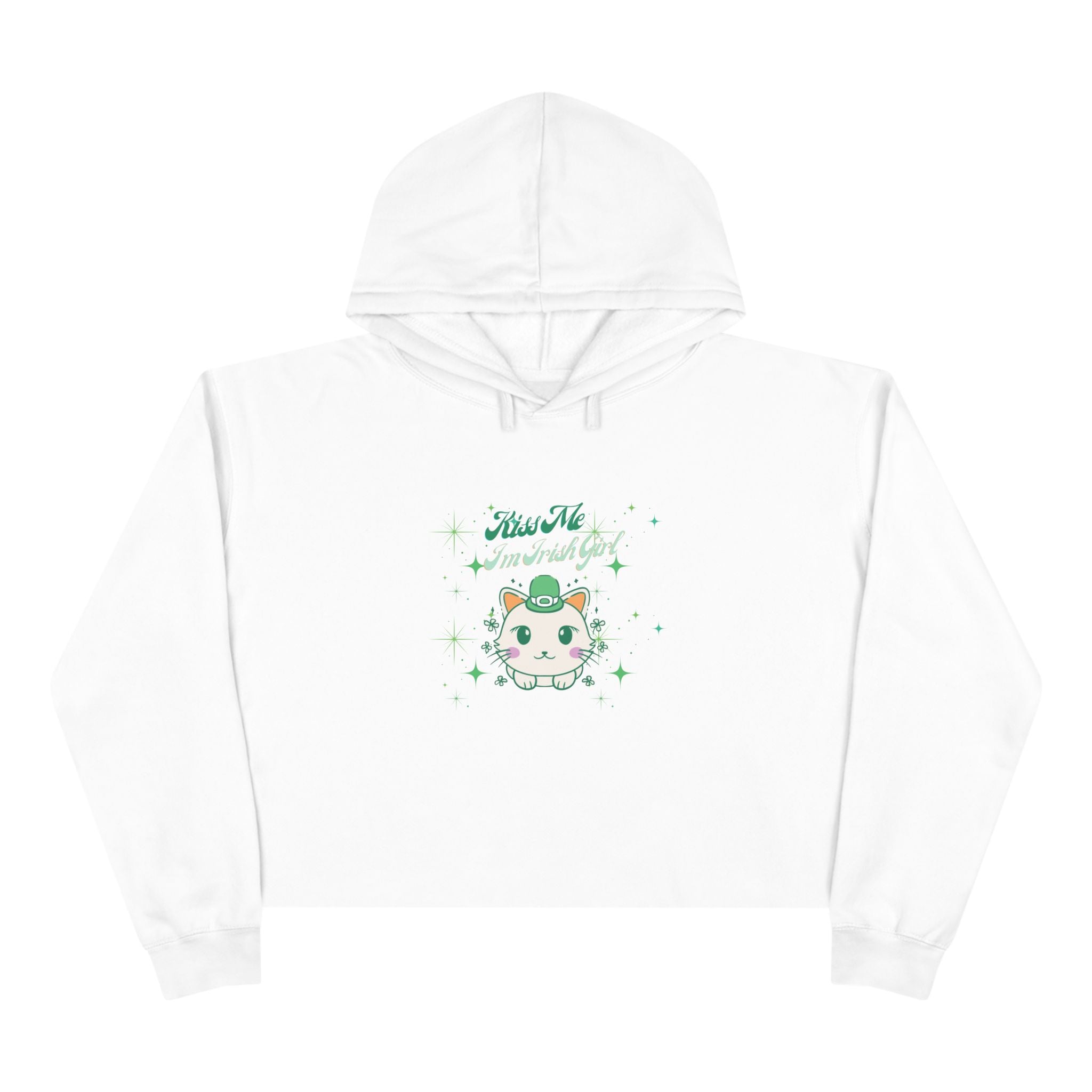 Kiss Me I'm Irish Cat Crop Hoodie