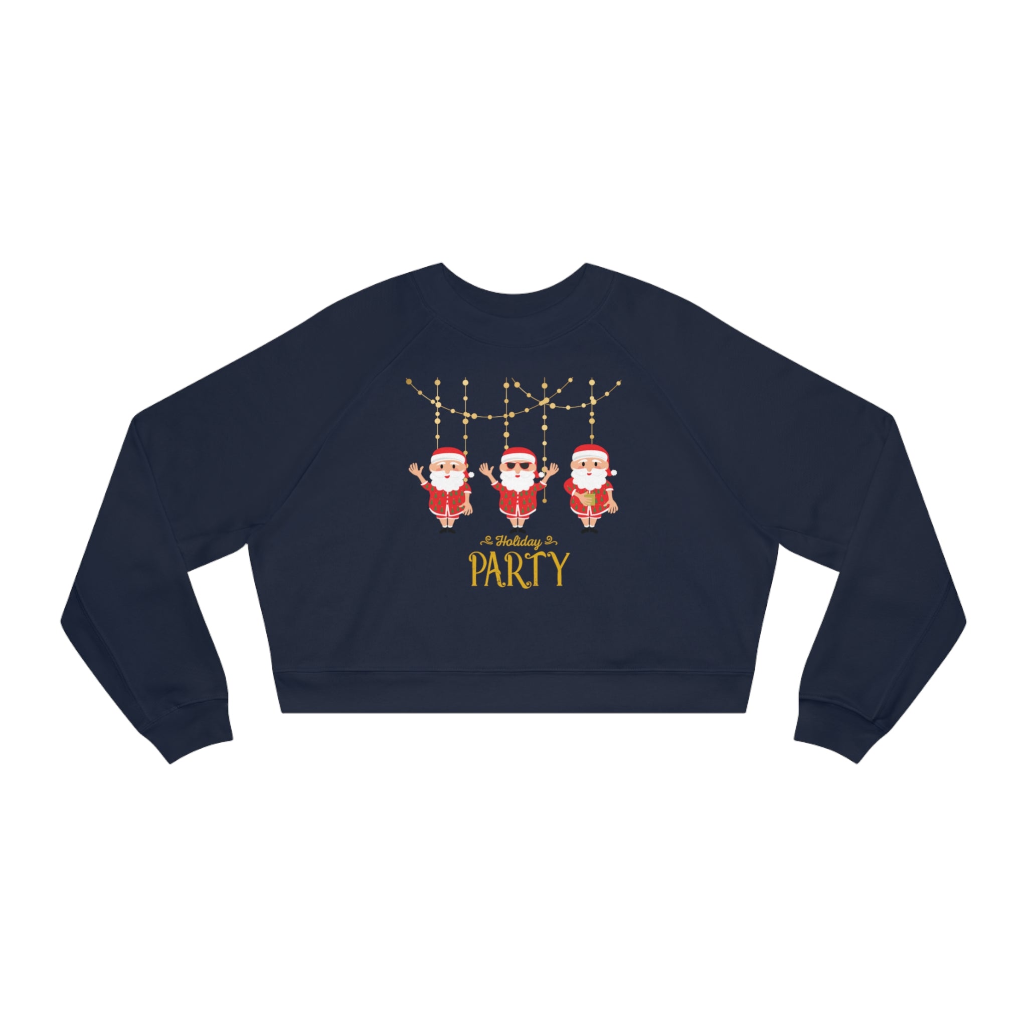 Santa's Holiday Party Women's Cropped Fleece Pullover