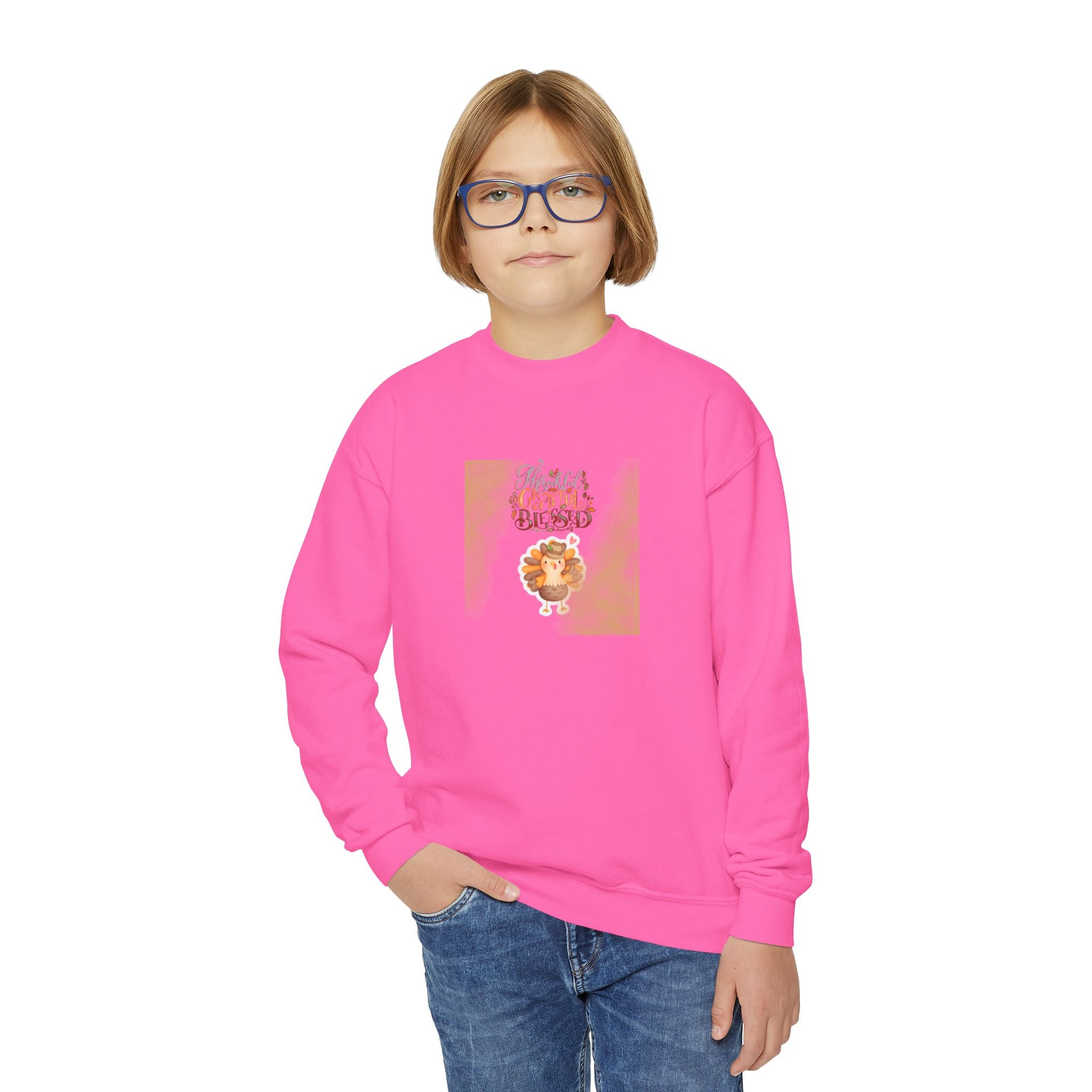 Thankful Grateful Blessed Youth Crewneck Sweatshirt