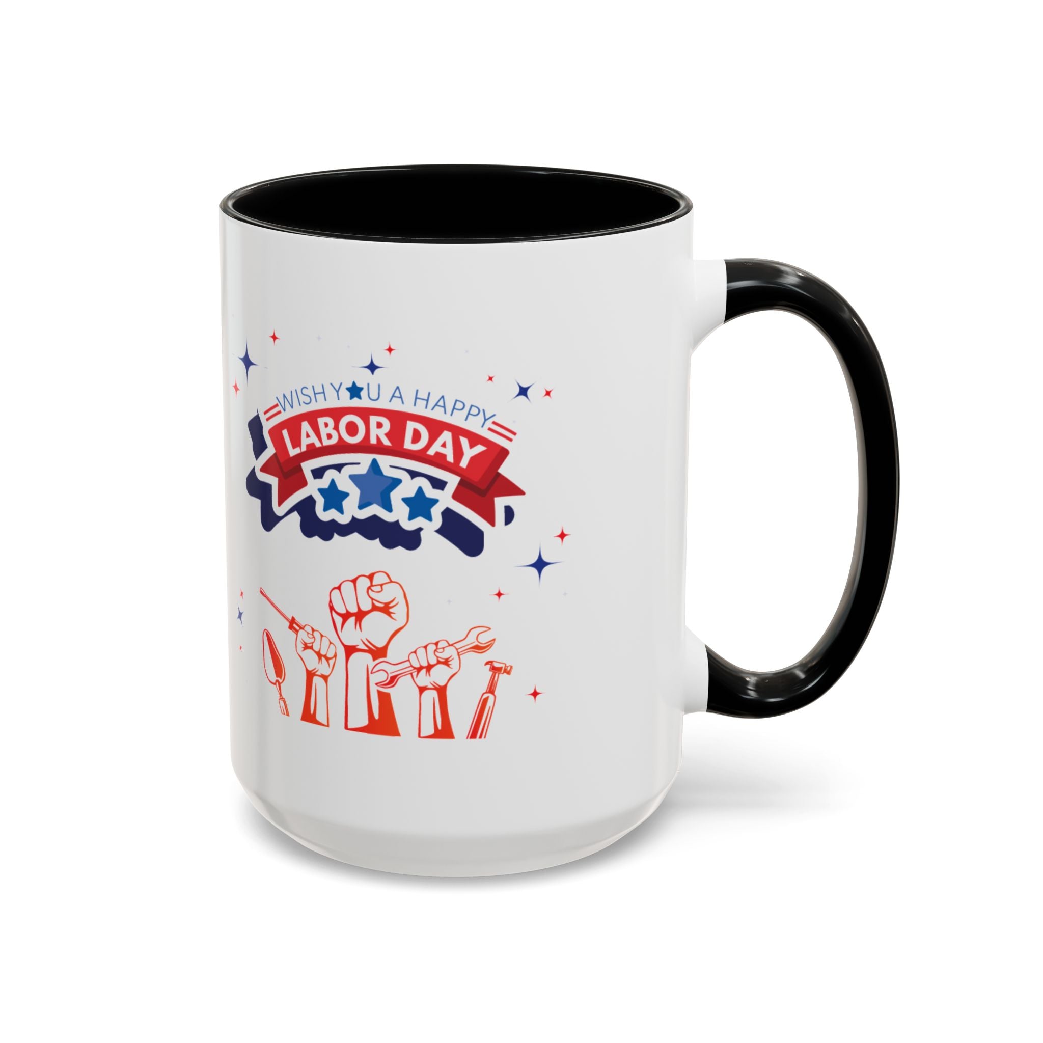 Wish U A Happy Labor Day Accent Coffee Mug (11, 15oz)