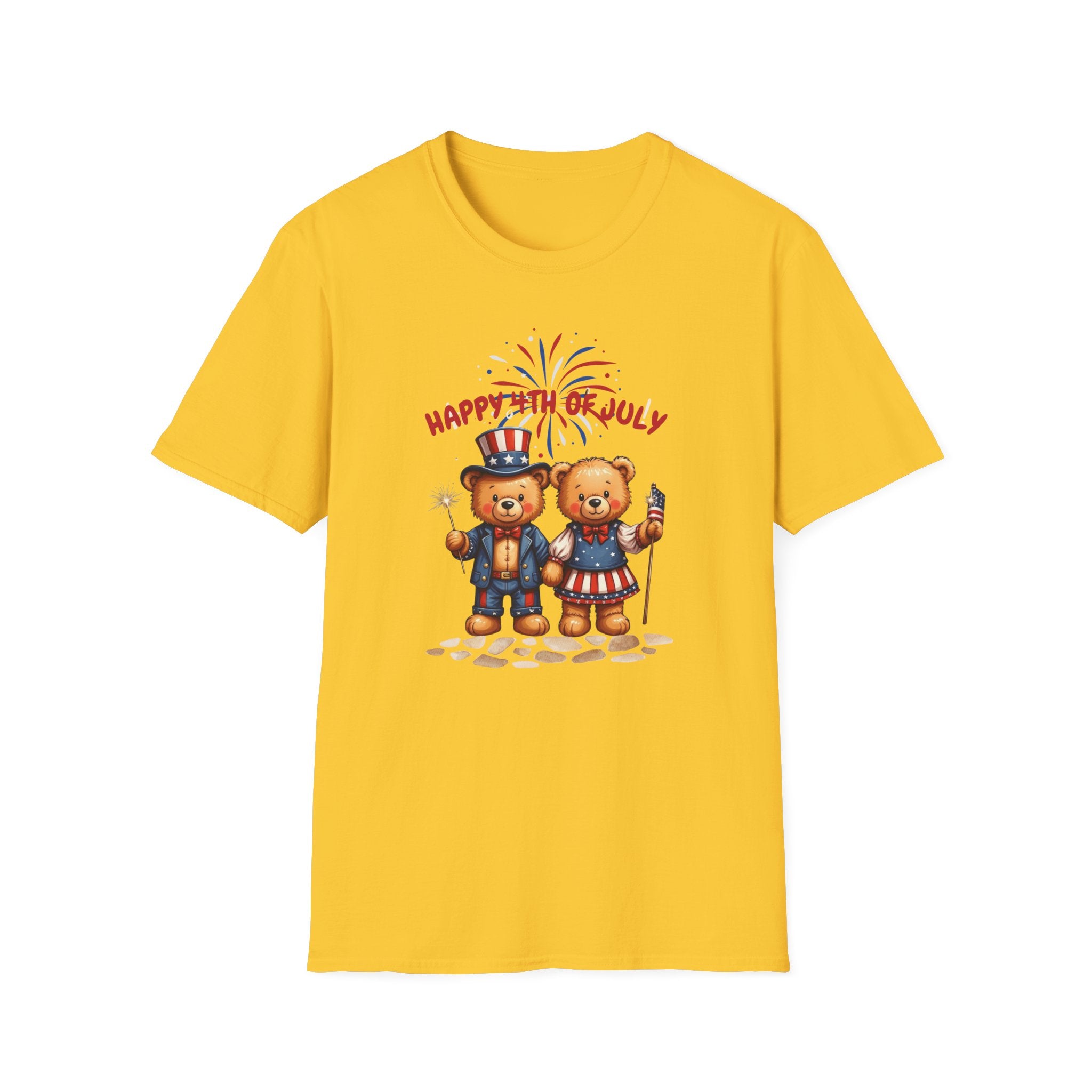 Happy 4th of July Teddy Bear Couple Unisex T-Shirt