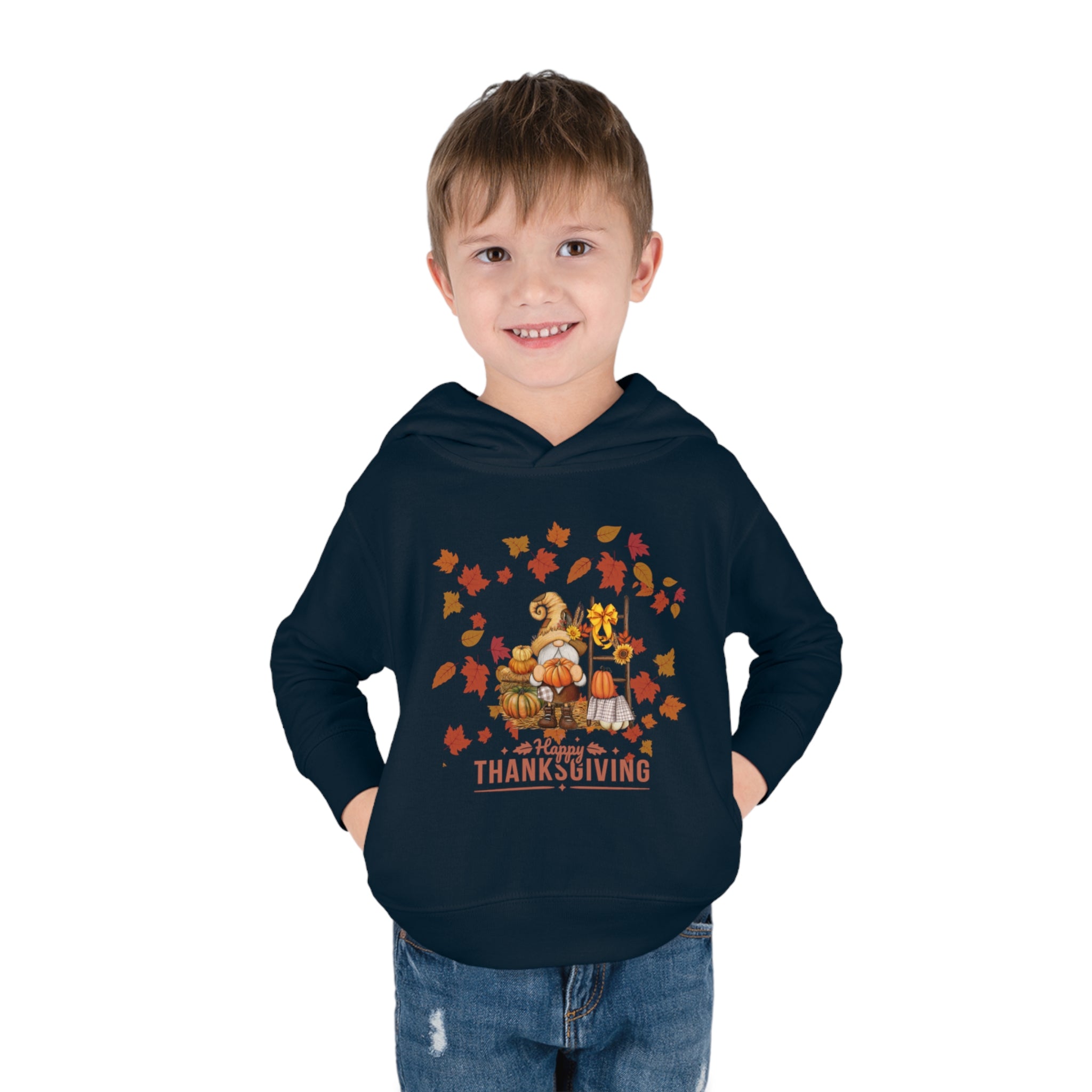 Gnome Happy Thanksgiving Toddler Pullover Fleece Hoodie
