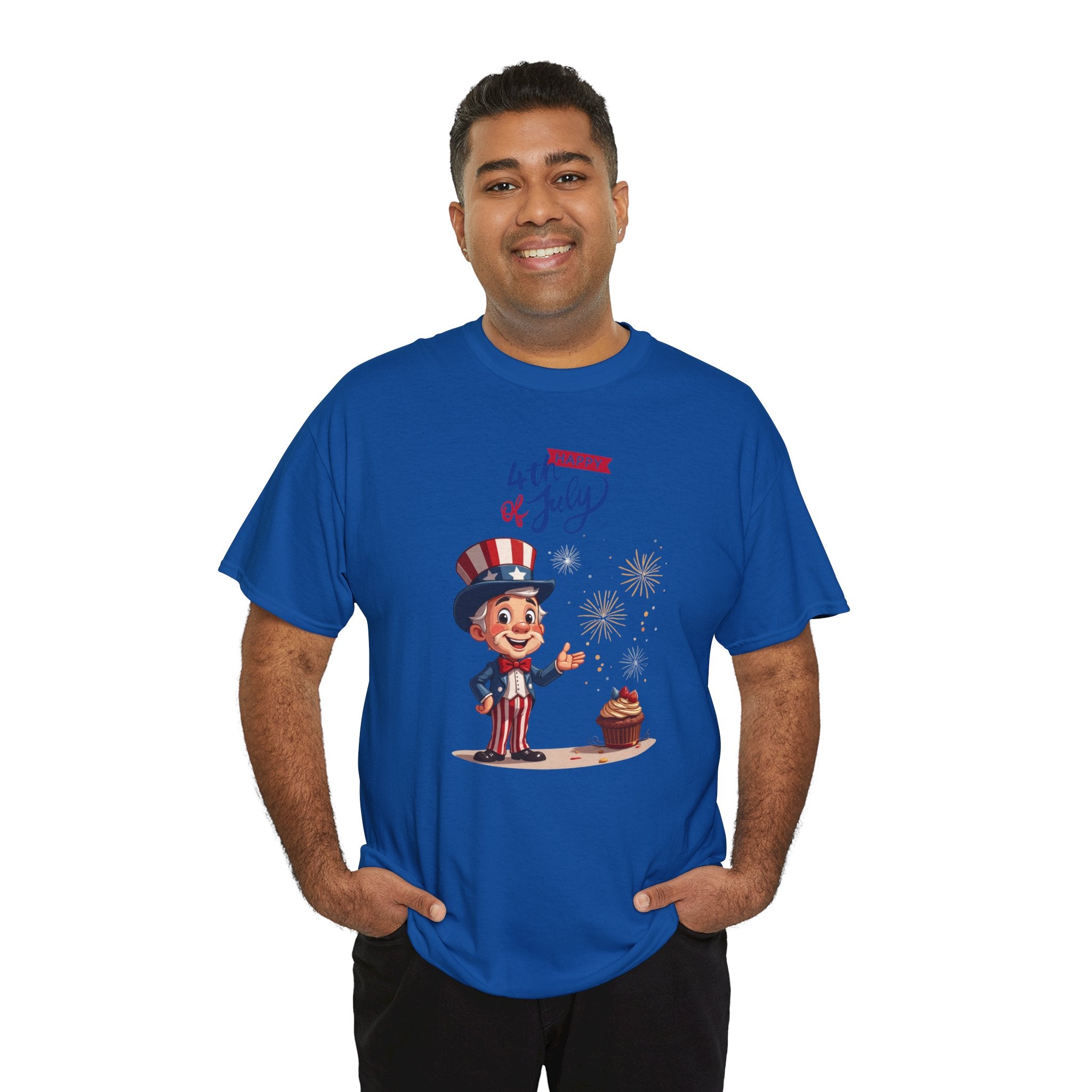 Uncle Sam Tee Happy of July, Unisex Heavy Cotton Shirt