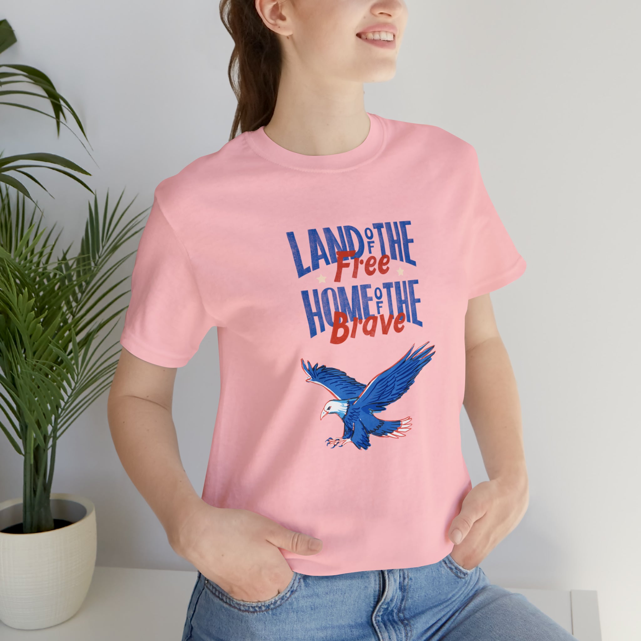 Land Of The Free Home Of The Brave Unisex Jersey Short Sleeve Tee