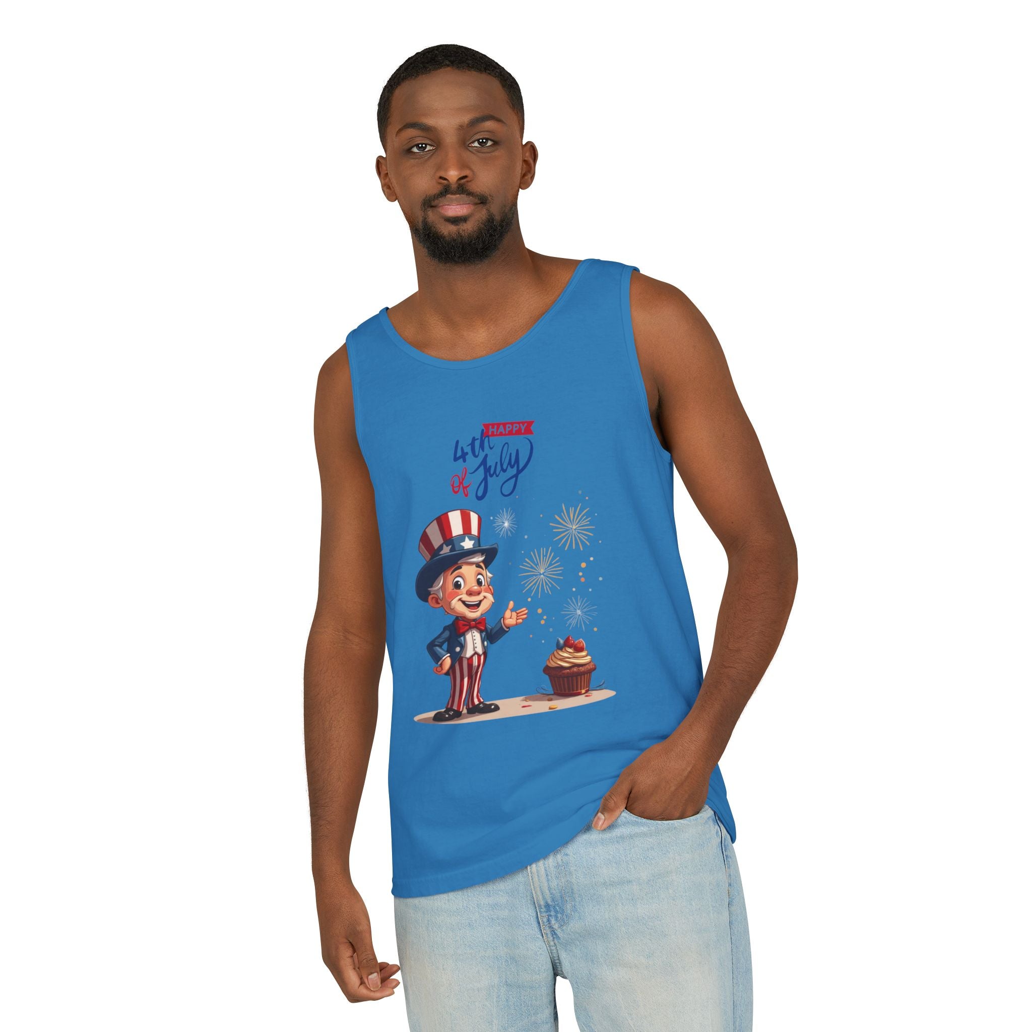 Uncle Sam Happy 4th of July Tank Top Unisex Sleeveless Shirt