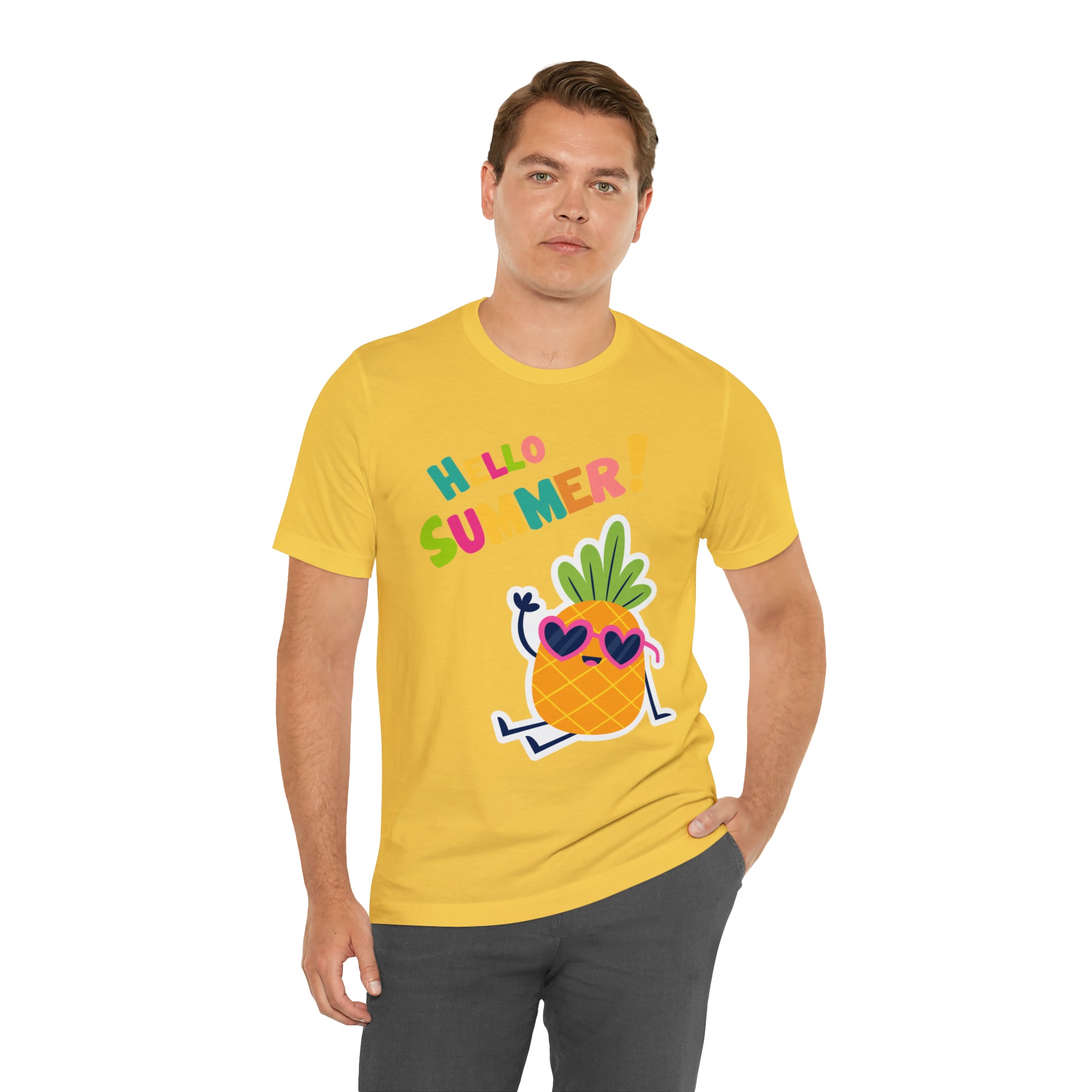 Hello Pineapple Summer Unisex Jersey Short Sleeve Tee