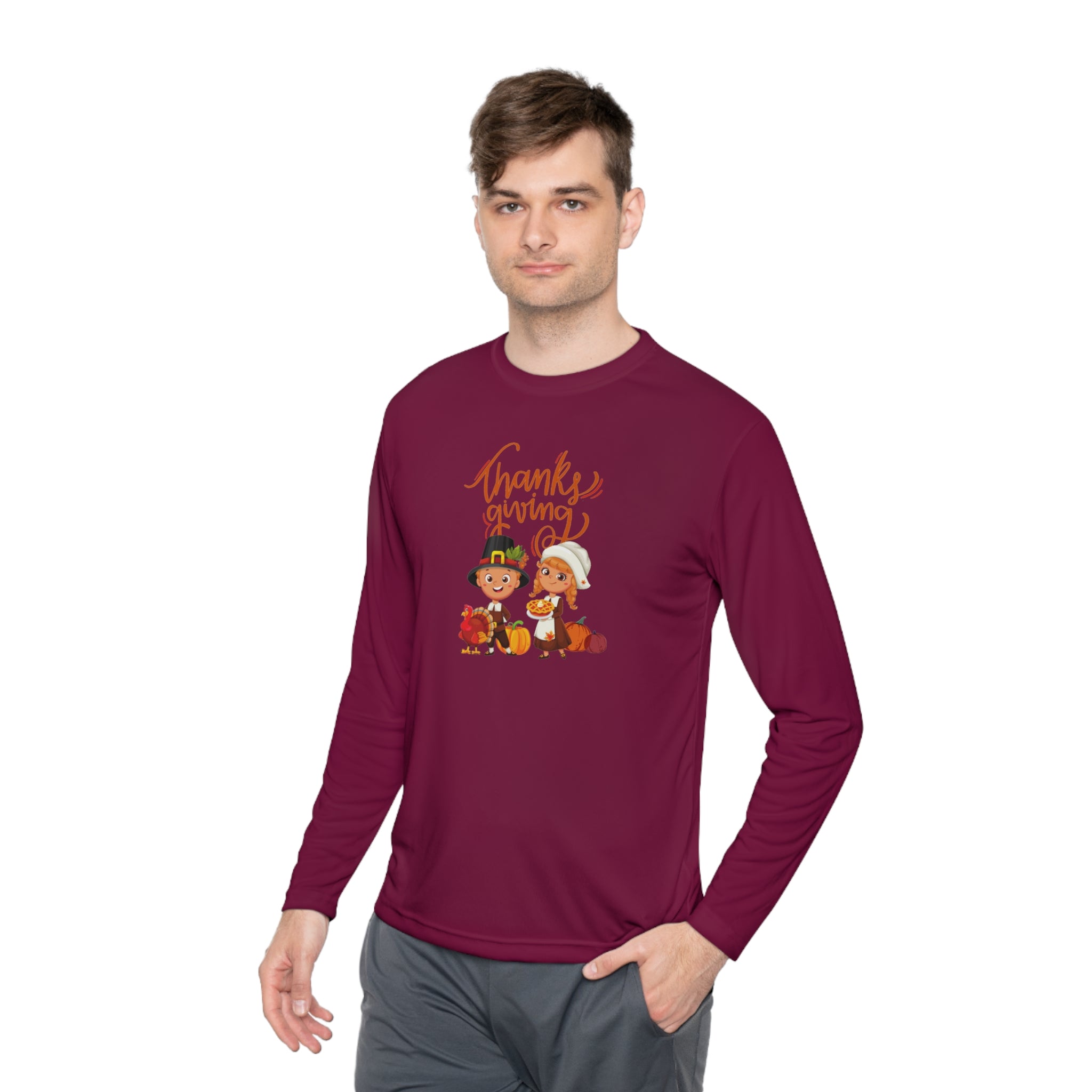 Happy Thanksgiving Unisex Lightweight Long Sleeve Tee