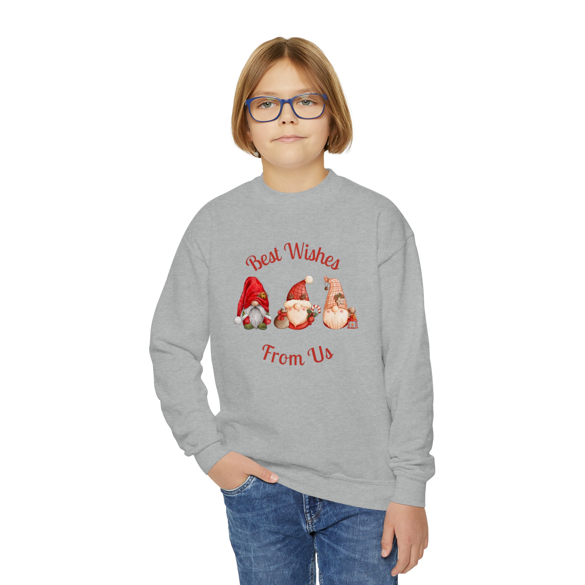 Gnome Best Wishes Youth Crewneck Sweatshirt