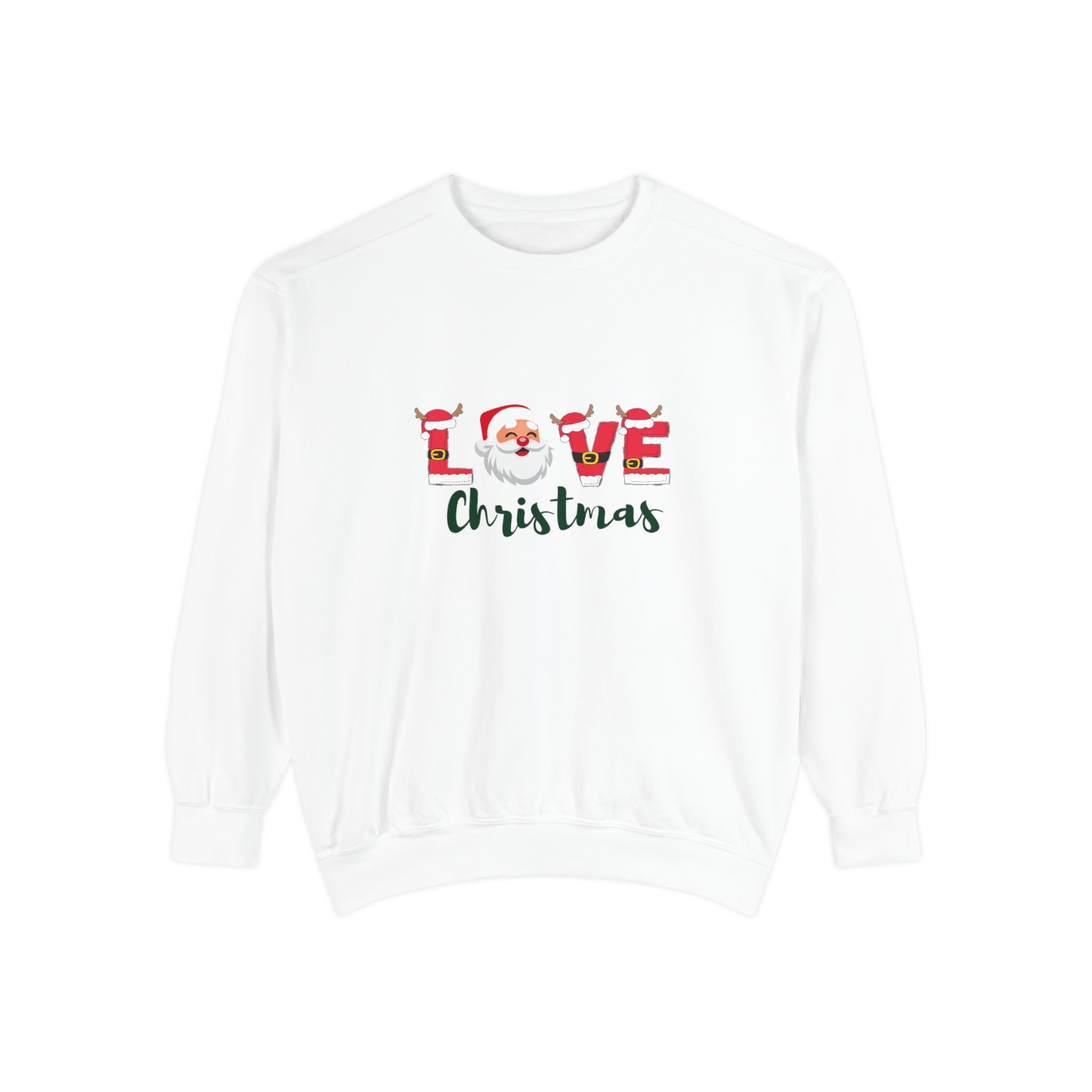 Santa Claus Loves Christmas Unisex Garment-Dyed Sweatshirt