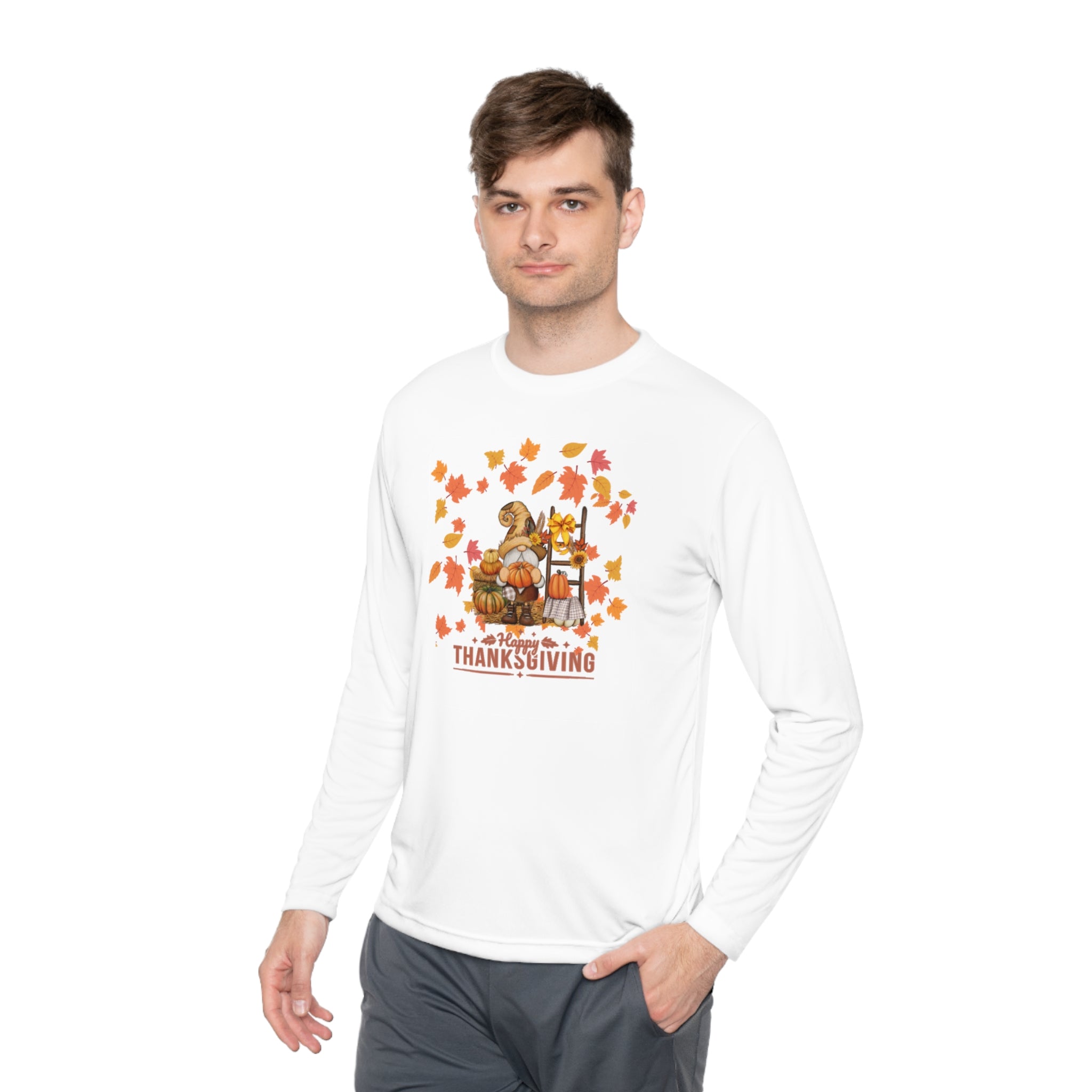 Gnome Happy Thanksgiving Unisex Lightweight Long Sleeve Tee